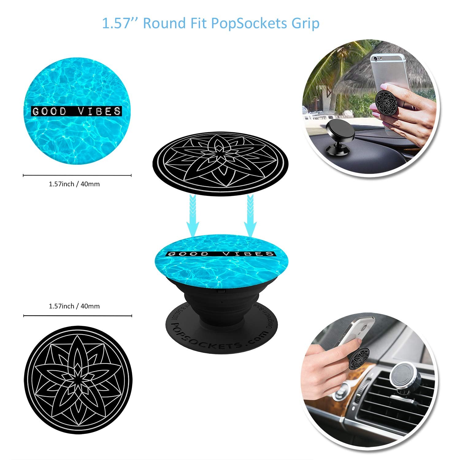 Glaree Metal Plate For Phone Car Magnetic Mount 6 Pack,Magnet Holder Disc Replacement Case Sticker With 3M Adhesive For Iphone Magnets Cradle-Less Mounts Cell Phone Mini Tablet Gps Stand 2 Rectangle 4 Circle
