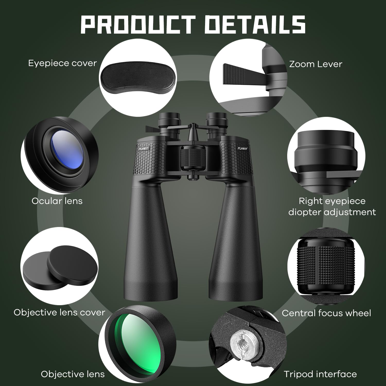 Flyant 15-35X70 Zoom Binoculars For Adults, High Power 35X Hd For Stargazing & Bird Watching, Waterproof Binocular With Tripod Adapter, Ideal Essentials For Cruise Ship, Travel, Camping, Outdoor, Hunting