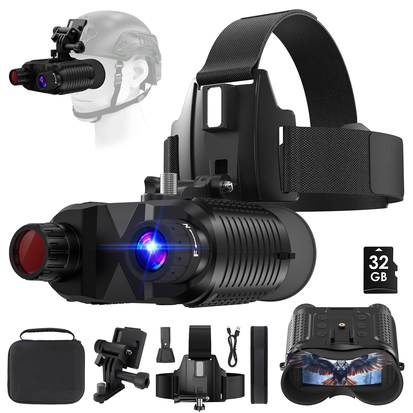 Bestecct 4K Night Vision Binoculars For Adults,Night Vision Goggles For Helmet(1312Ft),8X Digital Zoom,7-Level Infrared Adjustment For Camping,32Gb Card For Videos
