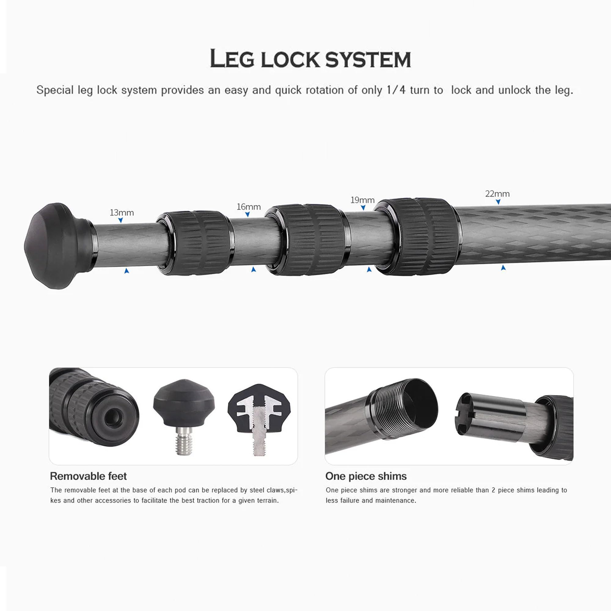 Leofoto 42" Lightweight Carbon Fiber Travel Tripod, Professional Compact Tripod For Camera Dslr Video, Max Load 13Lbs/6Kg (Ls-224Cx)