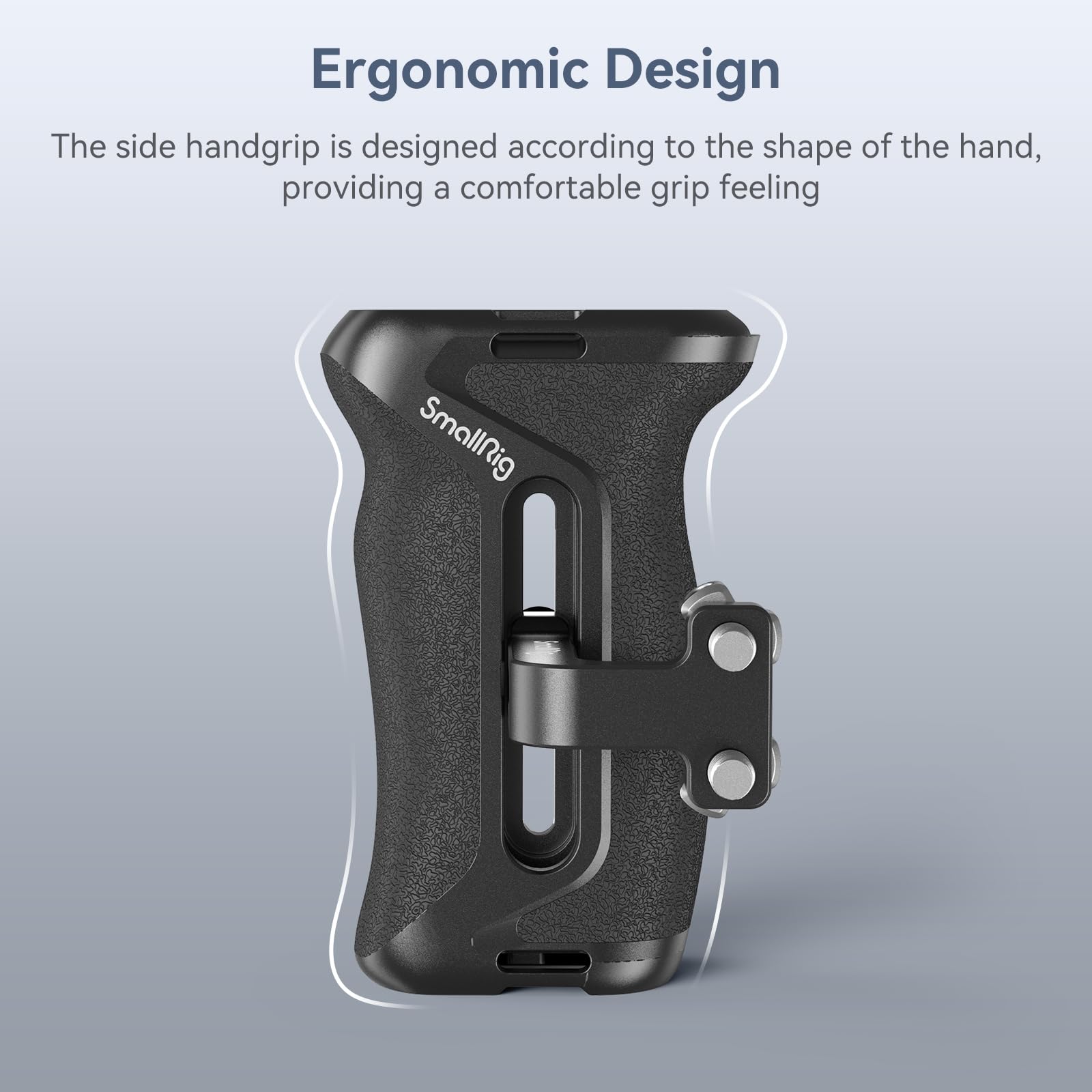 Smallrig Aluminum Side Handle For Camera Cages, Universal Ergonomic Side Handgrip With Bulit-In 1/4"-20 Locating Hole, Strap Hole, Cold Shoe, 36Mm Up/Down Adjustable