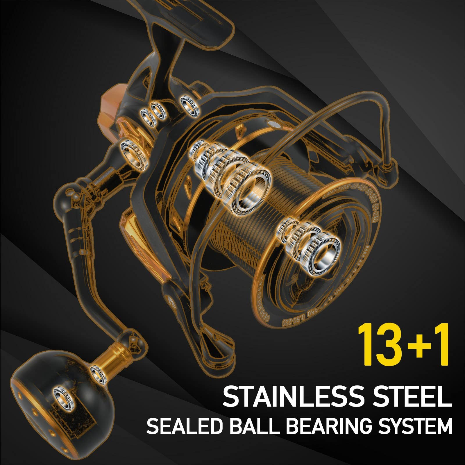 Dr.Fish Saltwater Spinning Reels, Full Metal Surf Fishing Reel, 13 +1 Bb, 52Lb Max Drag Ocean Sea Fishing Reel, Heavy Duty Long Cast Offshore Trolling Reel