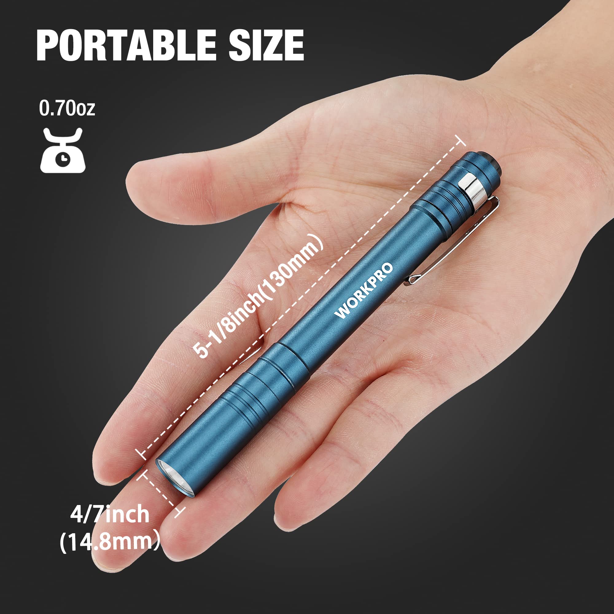 Workpro 4 Pack Blue Pen Light Set & 4 Pack Pink Pen Light Set