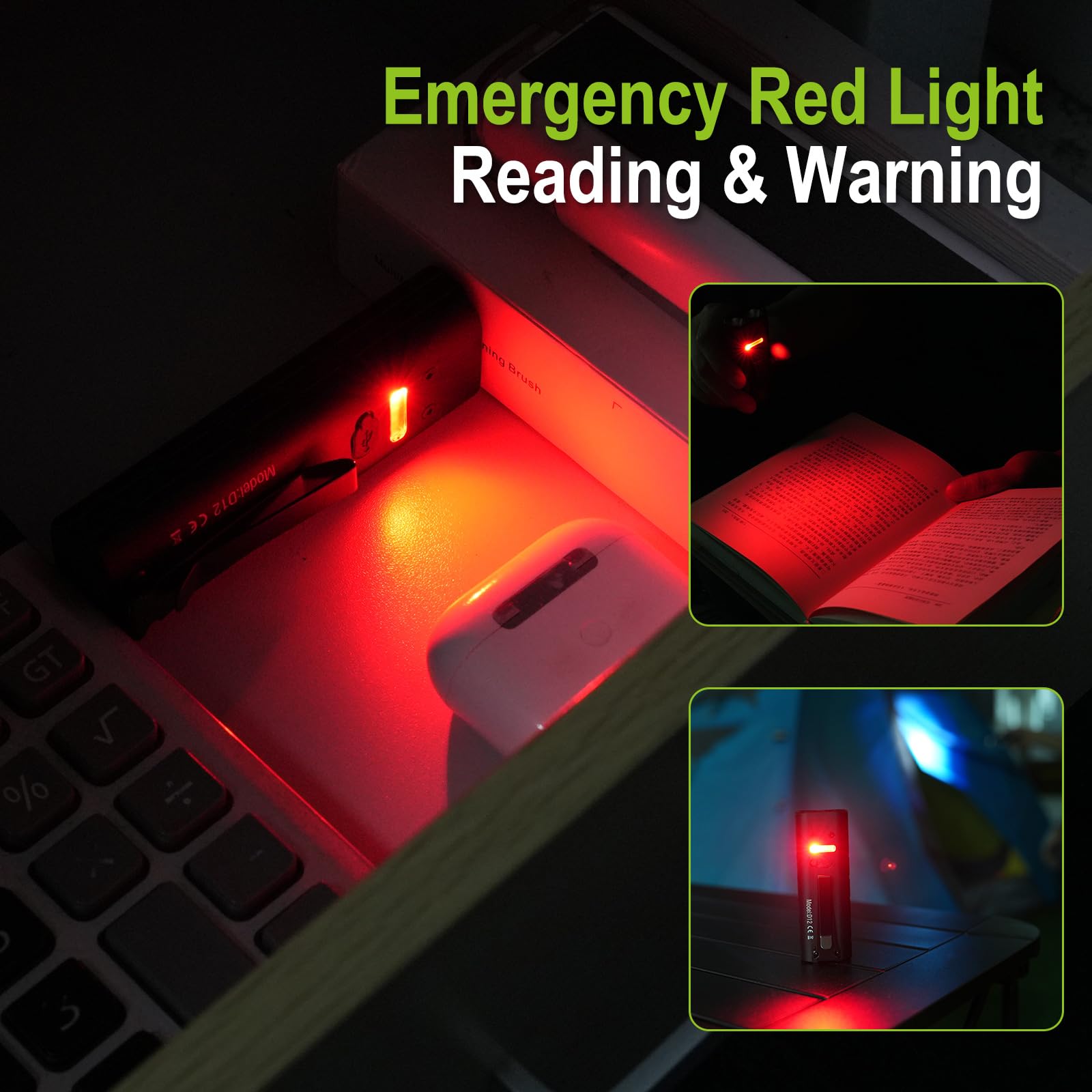 Hosonic D12 Rechargeable Edc Flashlight 1800 Lumen, Small Flat Flashlights Powerful With Red Light,Pocket Clip And Magnetic, Led Super Bright Flash Light 10 Modes For Home Camping Emergencies