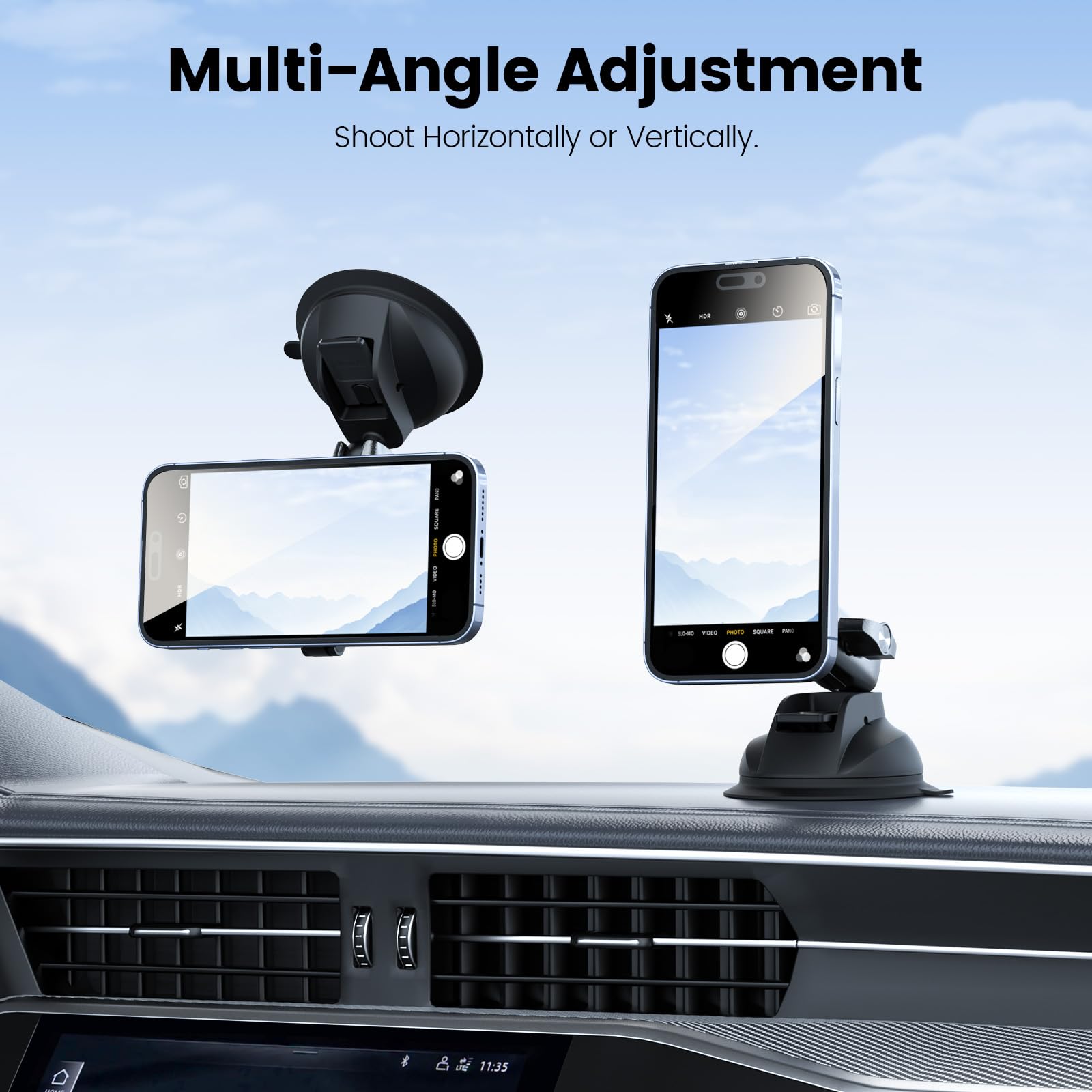Telesin Telesin° Magnetic Aluminum Suction Cup Car Phone Holder For Video Recording, 360° Adjustment Car Phone Mount Dashboard Phone Holder For Magsafe, Windshield Window Dash Vent Mount For Iphone Android