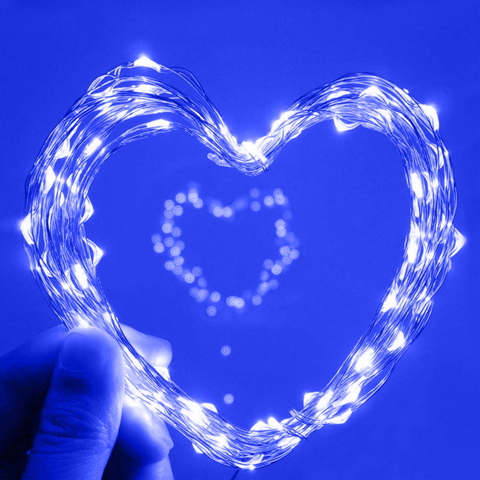 Upook Solar String Lights, Copper Wire Solar Fairy Lights 100Led 33Ft 8 Modes, Waterproof Outdoor String Lights, Blue Decorative Lights For Christmas Party Wedding And Patio Garden Yard, 2 Pack