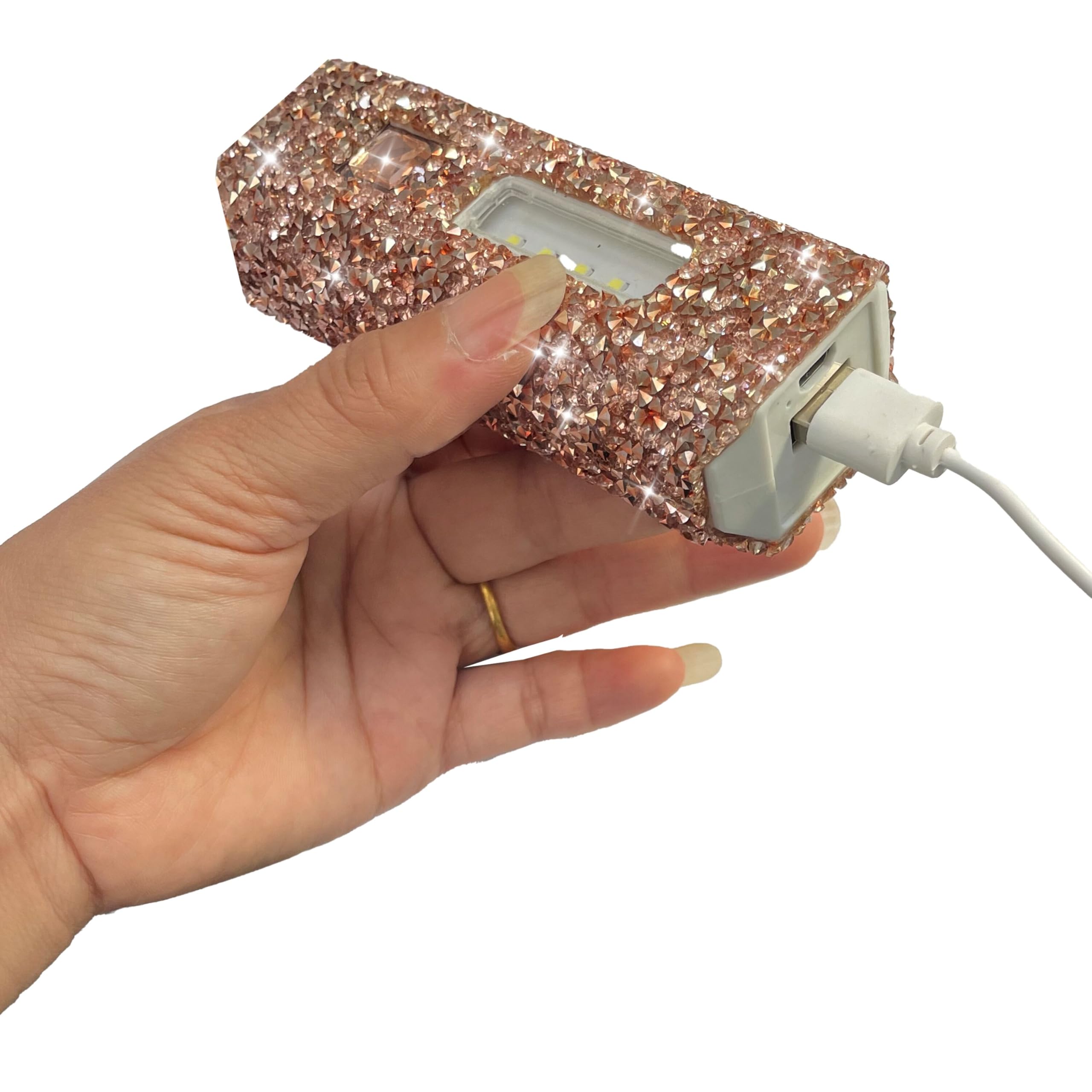 Caizishen Pink Flashlight For Girls Rechargeable Flashlights Bling Diamond Rhinestone Camping Small Flashlight Camping Essentials For Woman