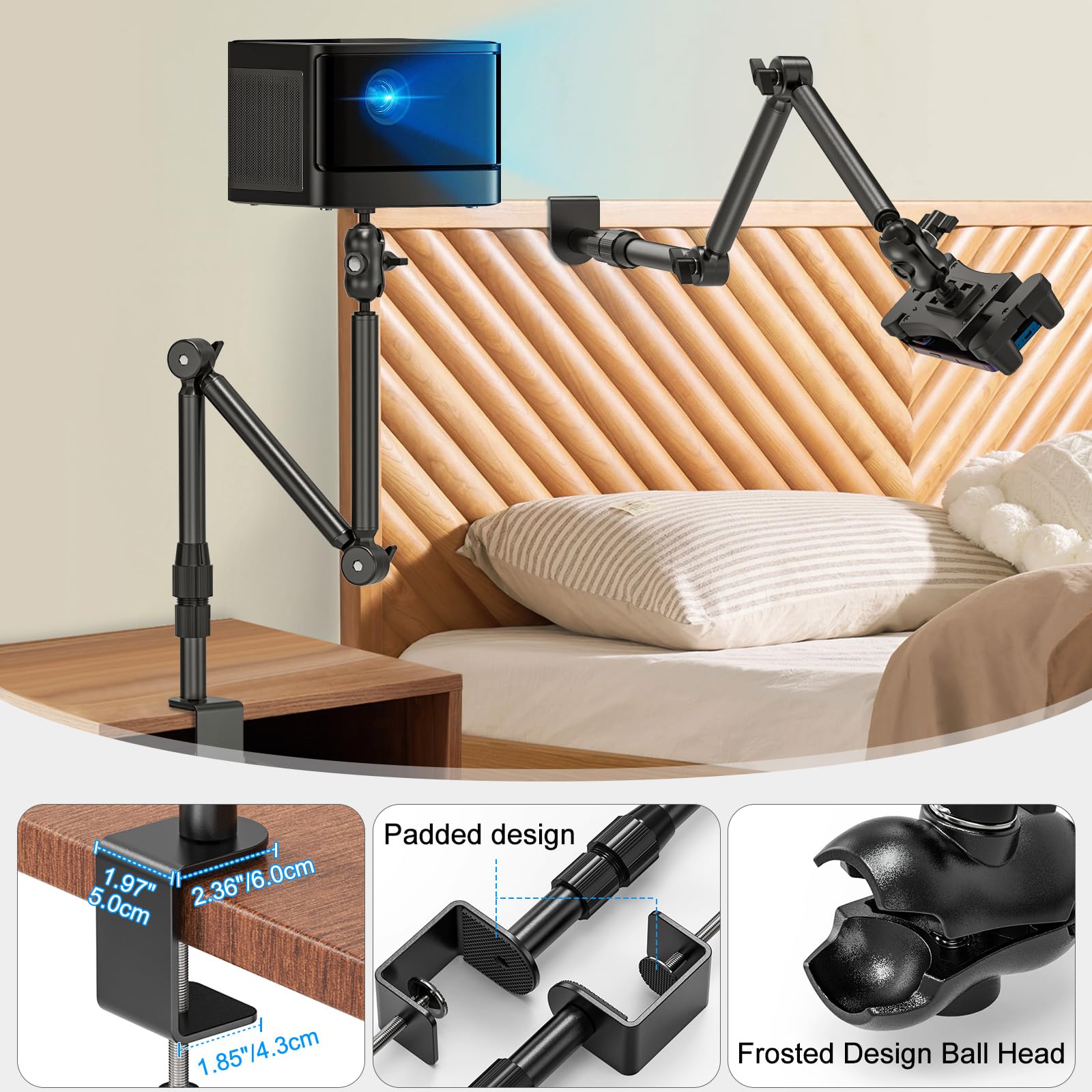 Jubor Overhead Camera Mount For Desk, 30.9" Webcam Stand With 1/4" Screws, 360° Adjustable Tabletop C-Clamp Stand For Dslr, Webcam, Digital Cameras, Mini Projector,Microphone