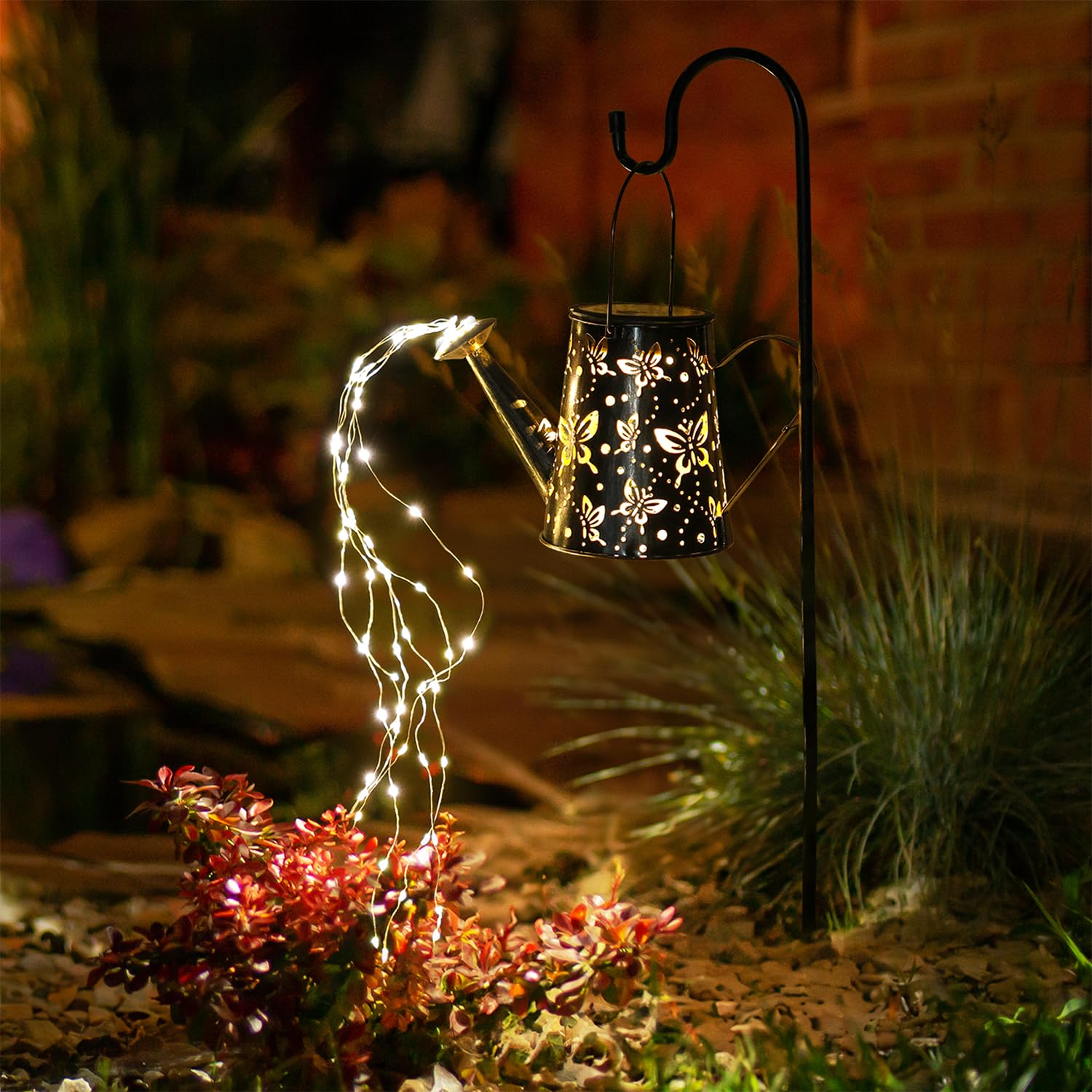 Twinkle Star Solar Watering Can Lights, Outdoor Solar Yard Garden Decorations, Waterproof 90 Led Butterfly Hanging Solar Lantern Lights For Outside Patio Lawn Decor,  For Mom Grandma Women