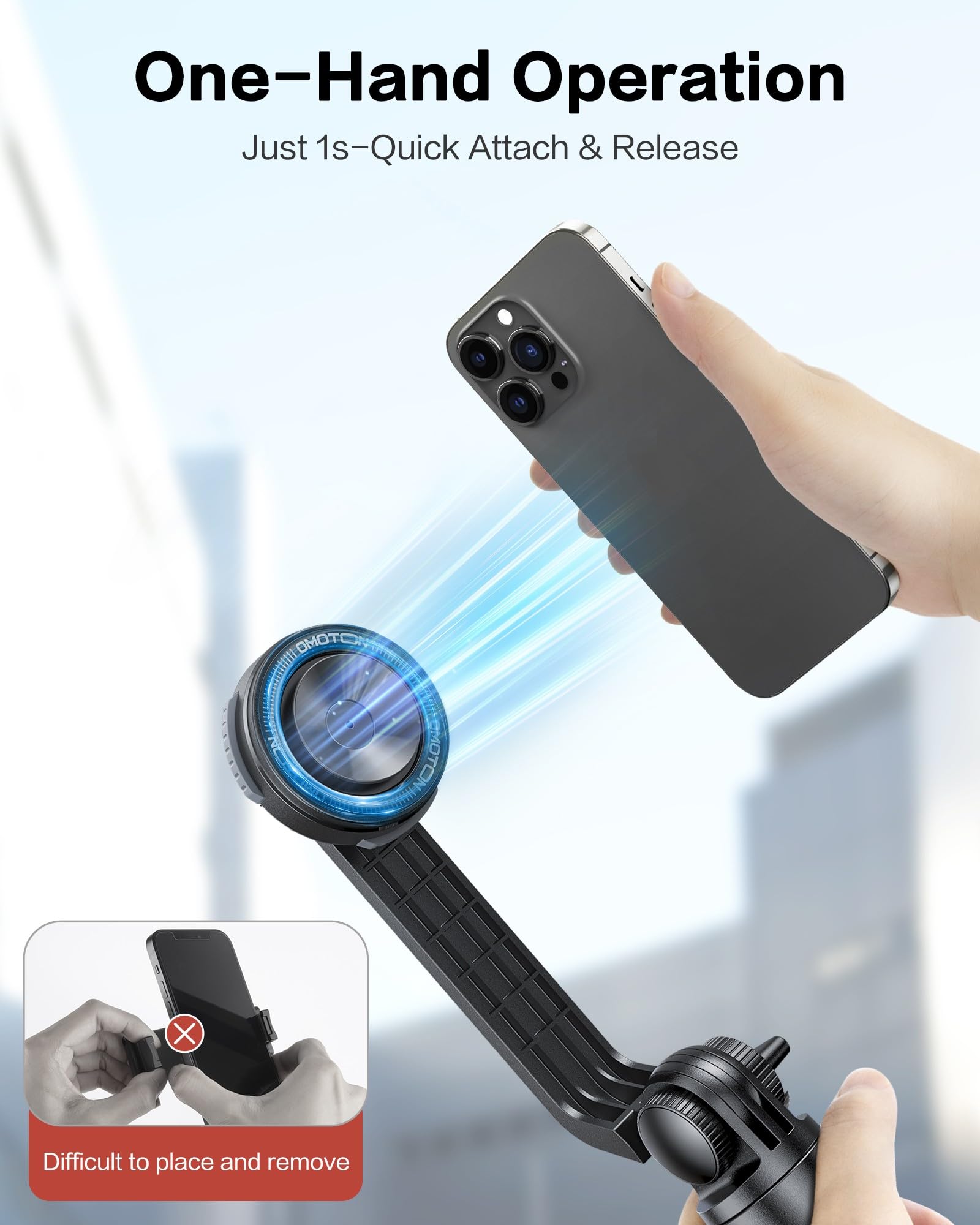 Omoton Phone Tripod Compatible With Magsafe, 64" Extendable Bigger Magnetic Selfie Stick Tripod With Remote, Fit For Iphone 15 14 13 12 Series, Magsafe Cases And Other Phones With Metal Ring