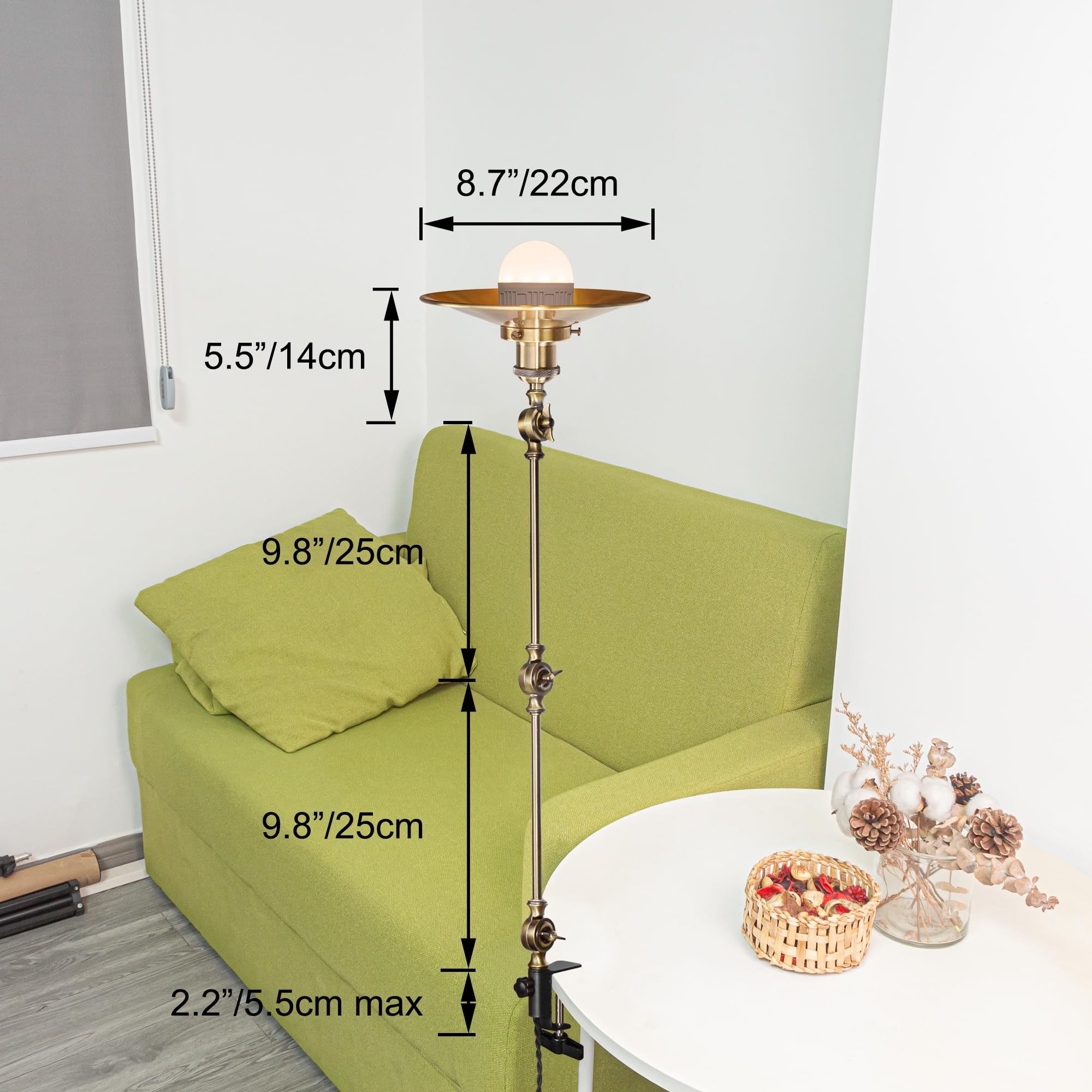 Kiven Battery Operated Clip-On Desk Lamp, 1-Light Dimmable Nightstand Lamp With Flexible Arm,Remote Control, Modern Decorative Clamp Lamp For Office Bedside Bookshelf Cabinet,Bronze