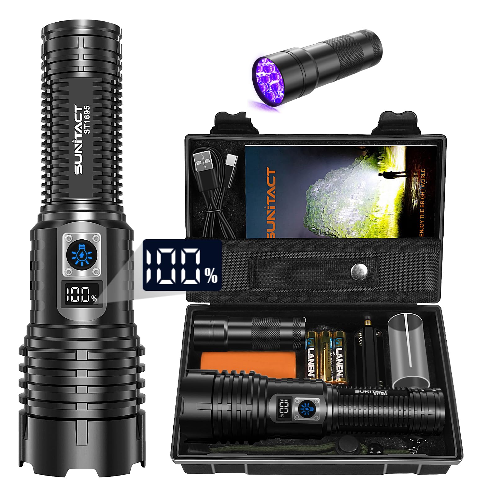 Sunitact St1476 + St1695 Flashlights High Lumens Rechargeable