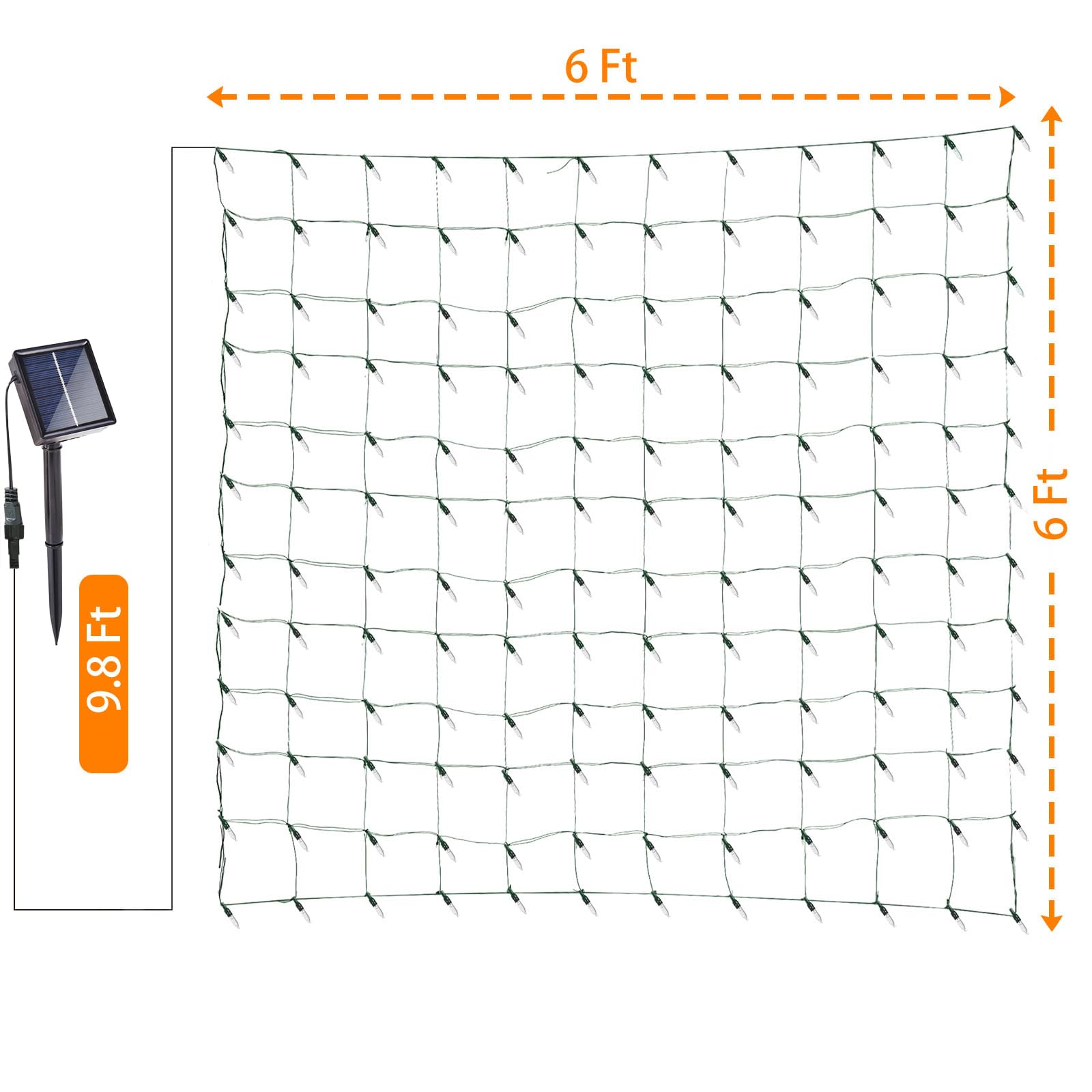 Liveasily Solar Powered Christmas Net Lights Outdoor, 8 Modes Mesh Decorations For Bushes, Garden, Yard - 6Ft6Ft, Warm White