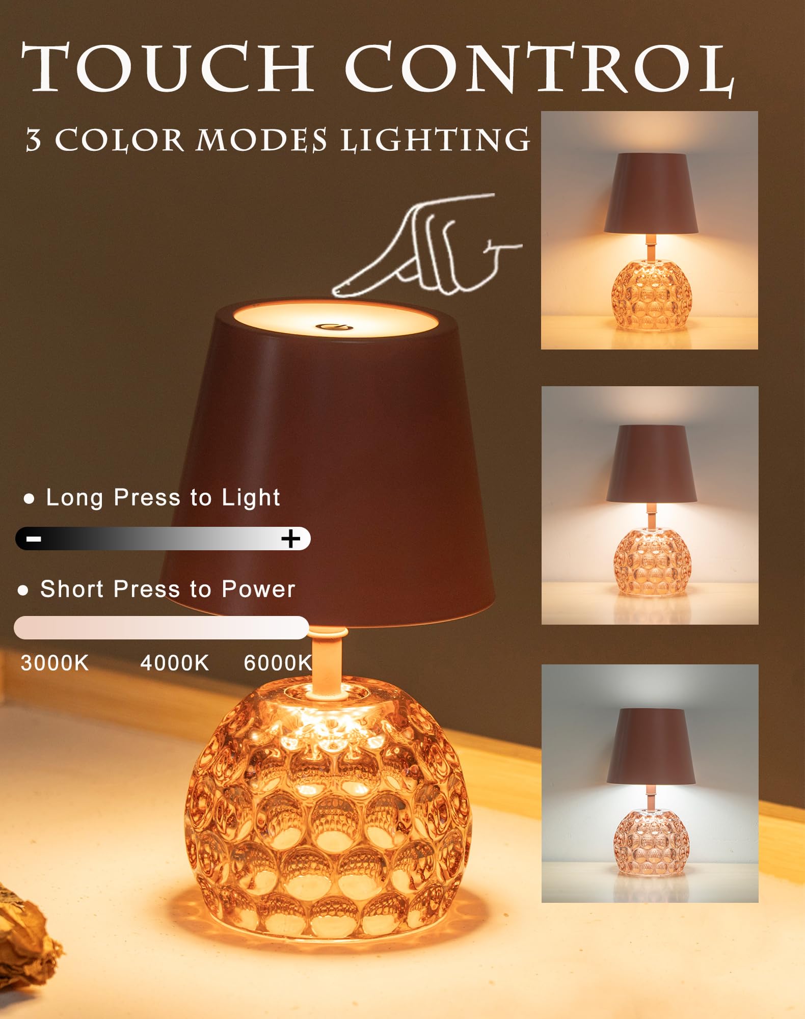 Jaoselap Table Lamp,Portable Desk Lamp,For Restaurant/Bedroom/Bars/Outdoor Party/Camping/Coffee Shop Night Light