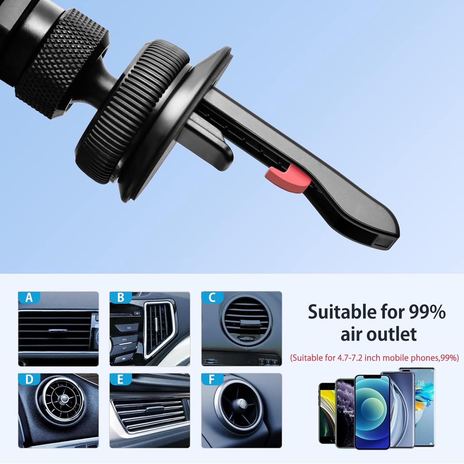 Oatsbasf Car Phone Holder Mount   Gravity Car Phone Mount, Hands  Phone Holder, Gravity Air Vent Car Mount, Suitable For Mobile Phones Under 7 Inches (X03-Gold)