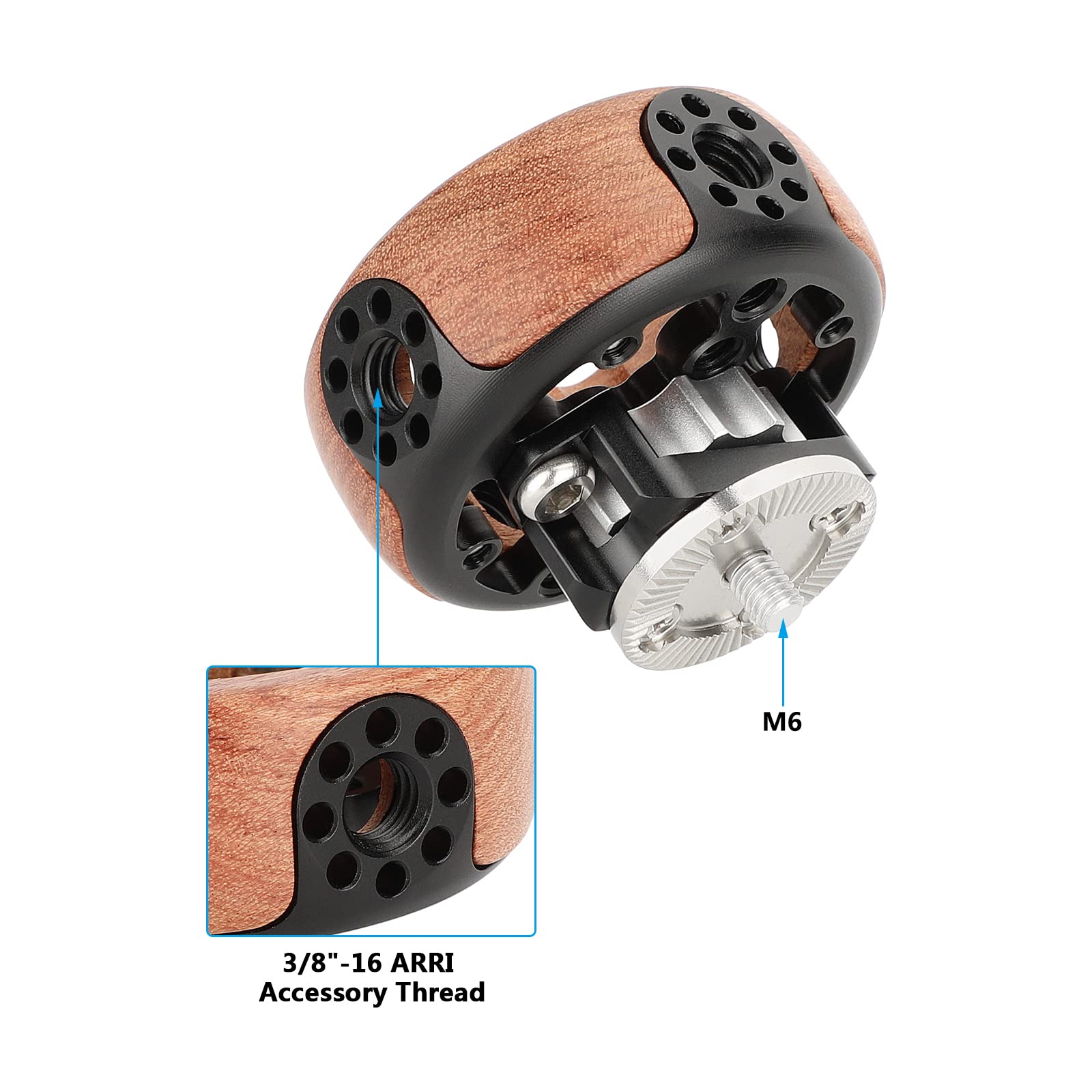 Camvate Round Hand Wheel With M6 Rosette Mount For Camera Video Wooden Handgrip - 3217