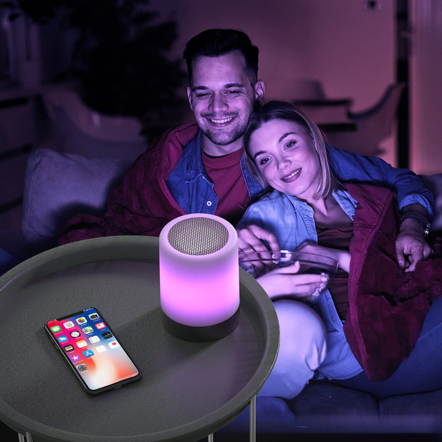 Elecstars Touch Bedside Lamp - With Bluetooth Speaker, Dimmable Color Night Light, Outdoor Table Lamp With Smart Touch Control, Best For Men Women Teens Kids Children Sleeping Aid(Rose Gold)