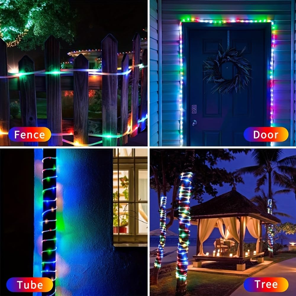 Igni 72Ft Solar 200 Led Rope Lights, Ip65 Waterproof Solar Powered Fairy Lights 8 Mode Led Lights, Christmas For Garden Yard Party Christmas Holiday Tree Decoration (Cold White)