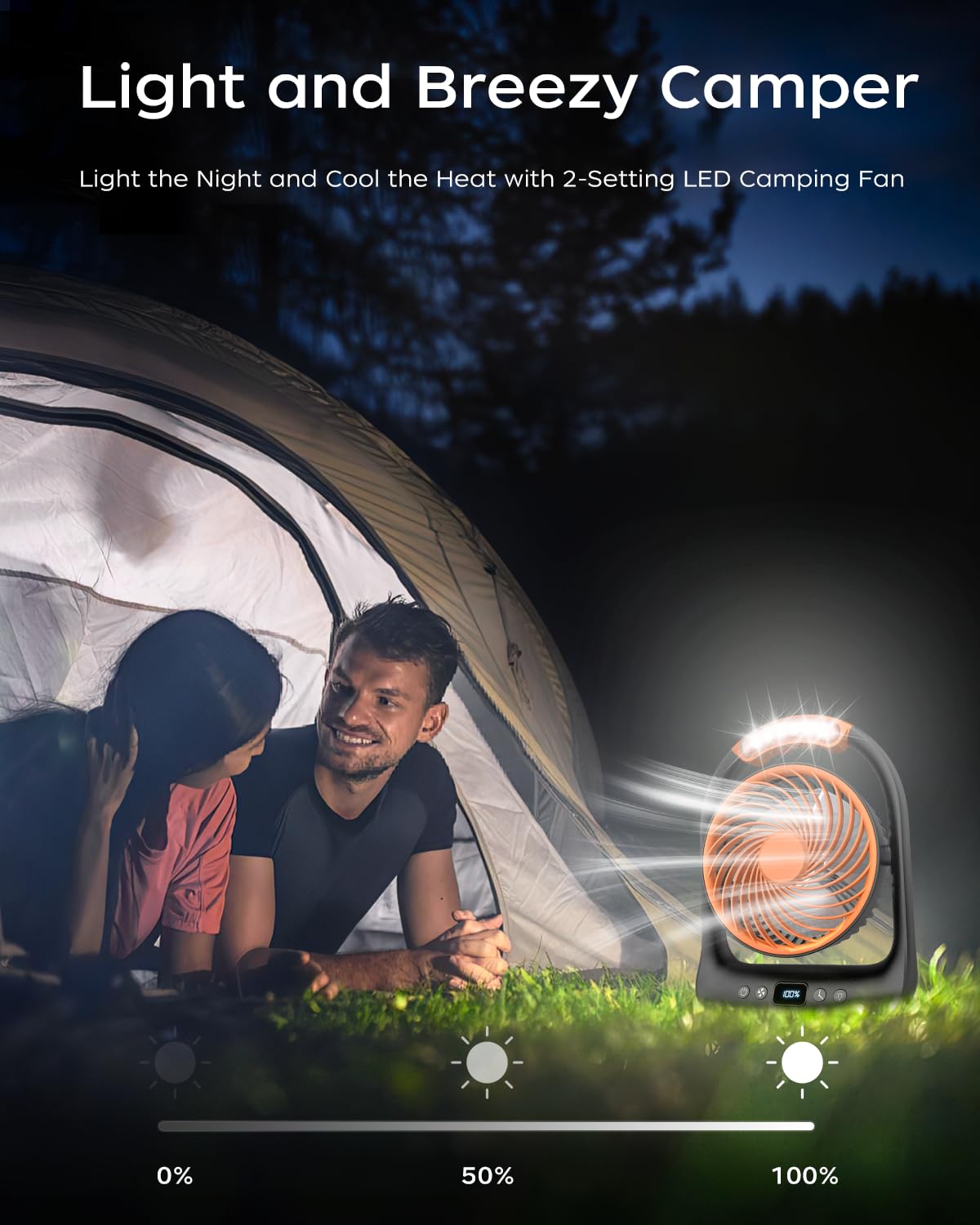 Frsara 6" Rechargeable Camping Fan, Battery Operated Small Portable Fan With 3 Speeds & 6H Runtime