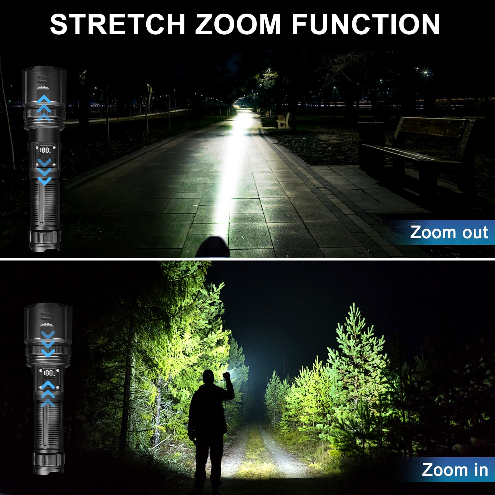 Siuyiu Flashlights High Lumens, 5500 Lumens Rechargeable Flashlight With Lcd Digital Power Display, Zoomable Led Super Bright Flash Light, 4 Mode, Ipx5 Waterproof For Camping, Emergencies And Outdoor