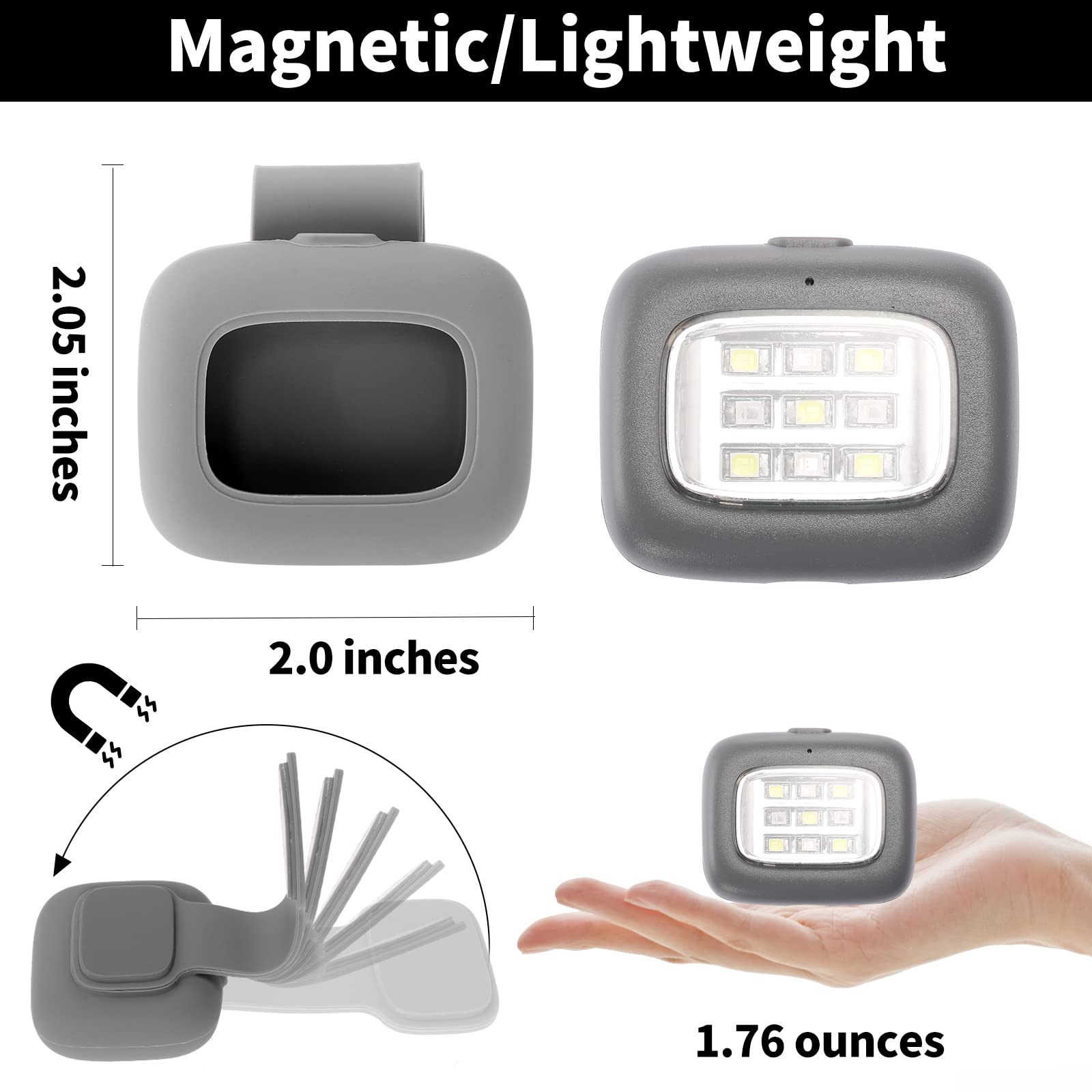 Aiolekup Rechargeable Led Safety Lights - Waterproof Hands- Running Lights With 5 Modes For Night Jogging, Hiking, Camping  Compact Warning Flashlight For Outdoor Adventures (1-Pack)
