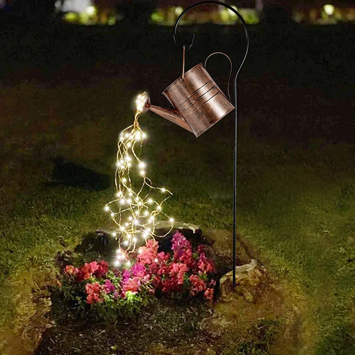 Linzhen Garden Decor Solar Lights Outdoor Watering Can Decoration Hanging Lantern Waterproof For Lawn Patio Garden Courtyard Yard Pathway Walkway Outdoor Gardening , Grandma Mom Birthday  Women
