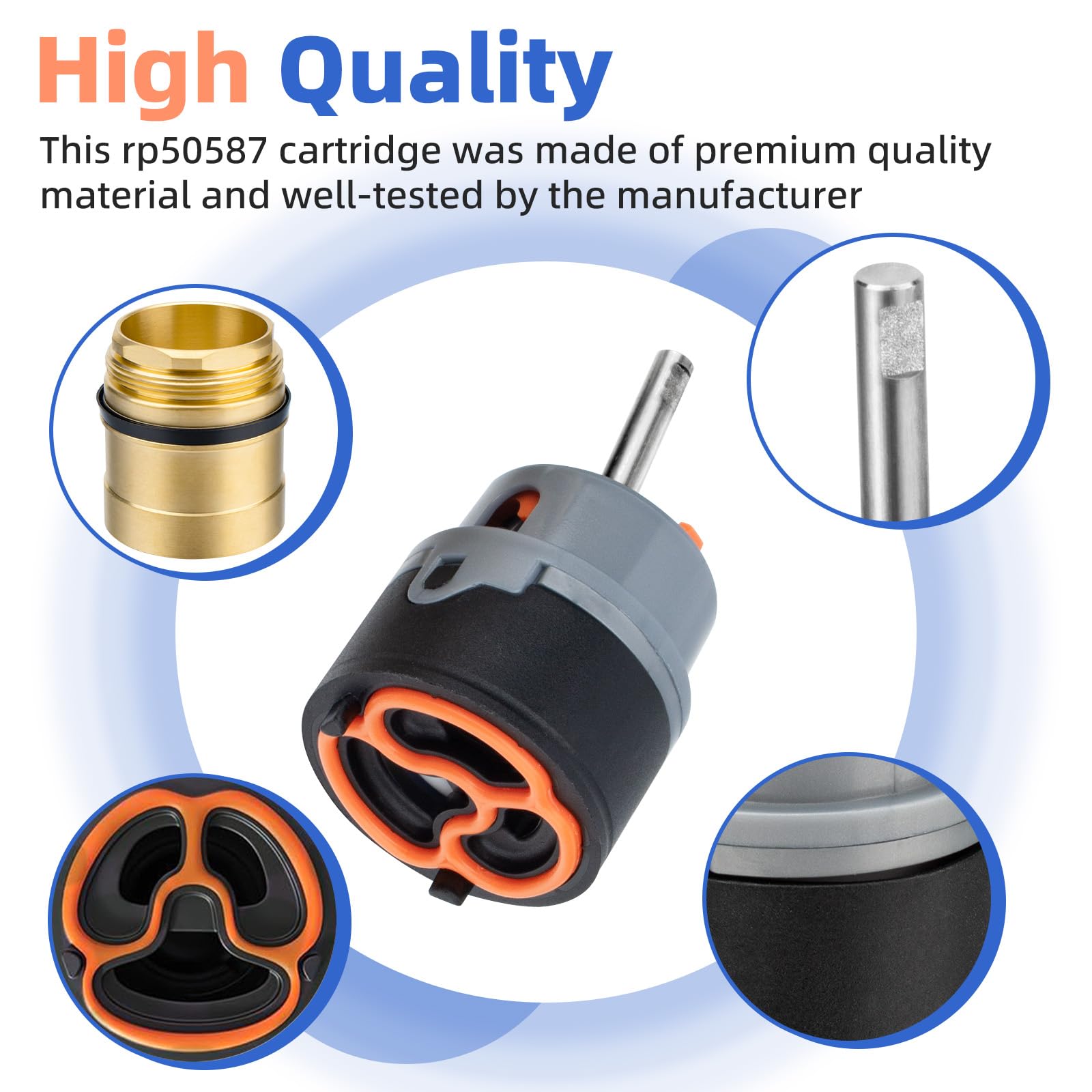 Apopip Rp50587 Cartridge Valve Replacement For Delta Single-Handle Kitchen And Lavatory Faucets, Fit For Diamond Seal Technology Models With 36 Mm Motion. Comes With Rp51503 Bonnet Nut