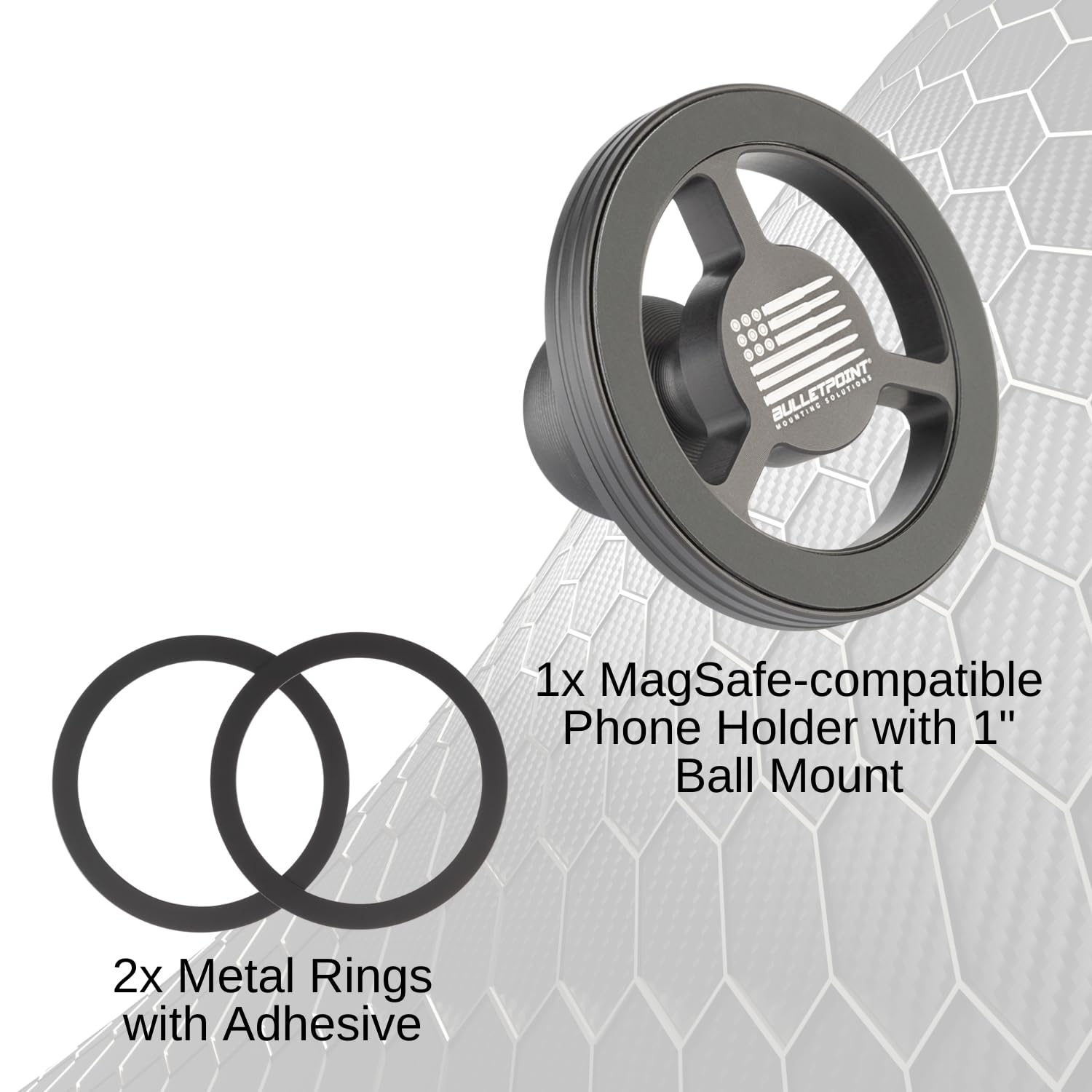 Bulletpoint Mounting Solutions Dash Mount Magnetic Cell Phone Holder Compatible With Magsafe Iphone Smartphones - 1 Inch Ball Mount Attachment (25.4Mm)