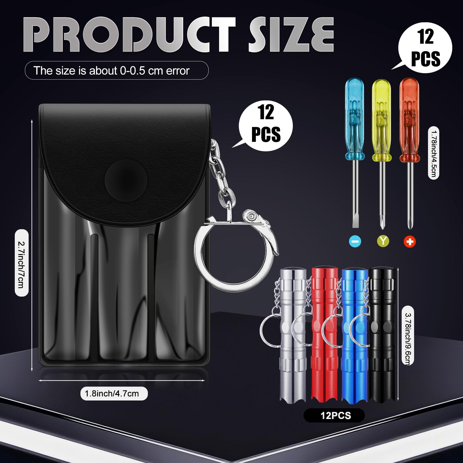 Lanties 24 Mini Screwdriver Keychain Set Flashlight Bulk Led Keychain Mini Hand Tool  For Men Father Day Birthday Tool Adult Party Favors, No Batteries Included