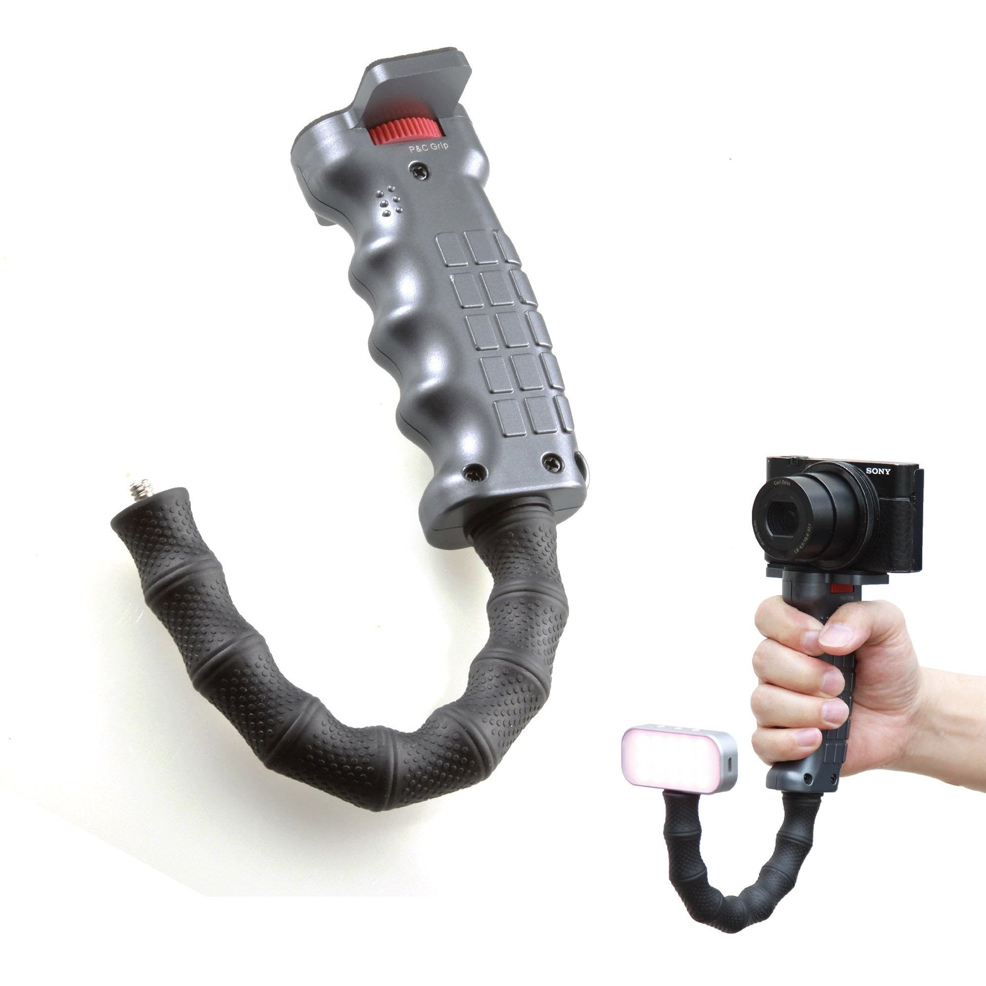 P&C Pistol Grip Camera Handle Grip Stabilizer W/ Bendable Rubber Arm, 1/4" Mount For Dslr / Mirrorless Camera, Video Stabilizer Handle, Compatible With Canon, Sony, Nikon, Gopro