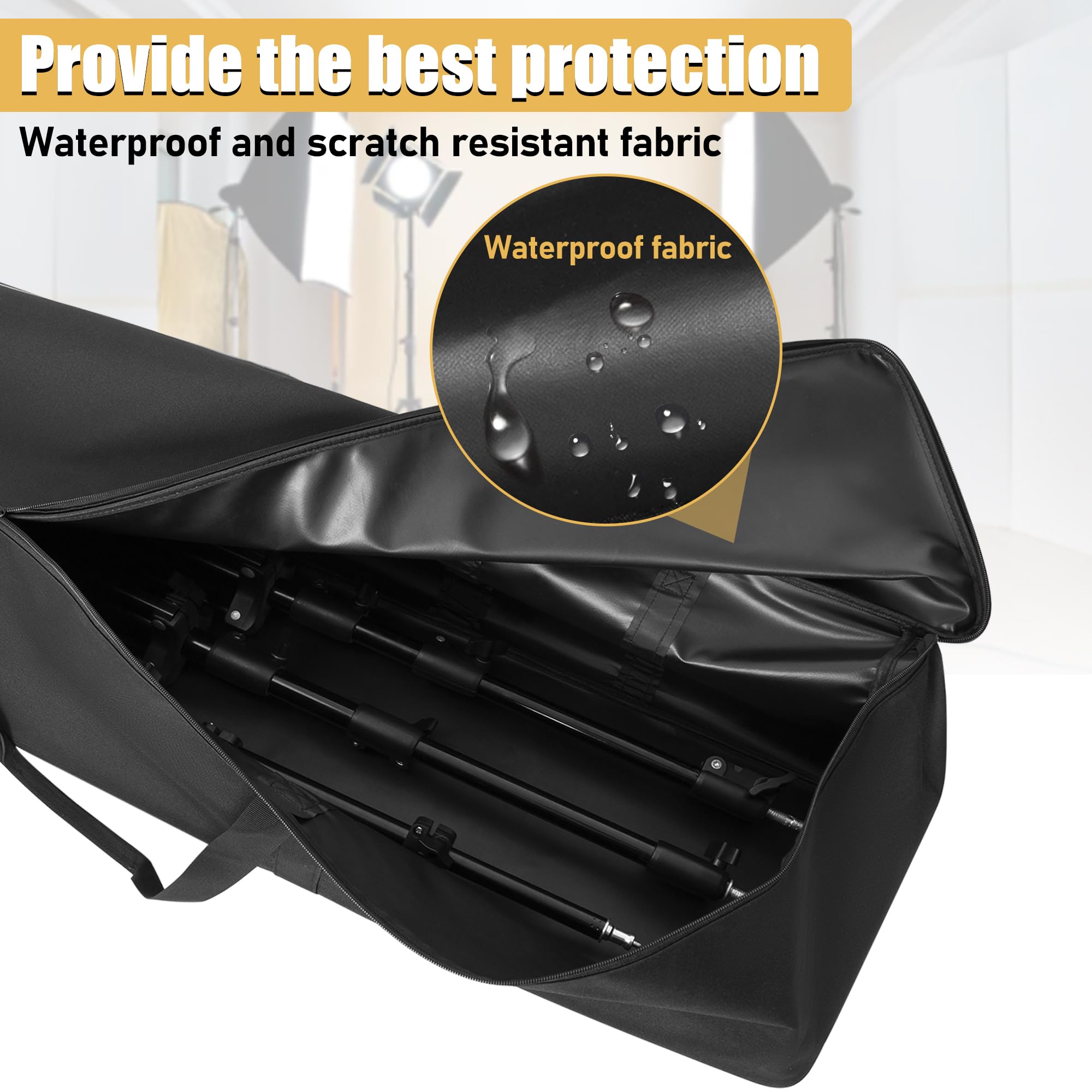 Ithwiu Multifunctional Tripod Bag 40 X 9.5 X 9.5 Inches / 101.5 X 24 X 24 Cm Heavy Duty Tripod Carrying Case With Handle For Microphone Stands, Lights, Speakers, Cameras, Booms, Black