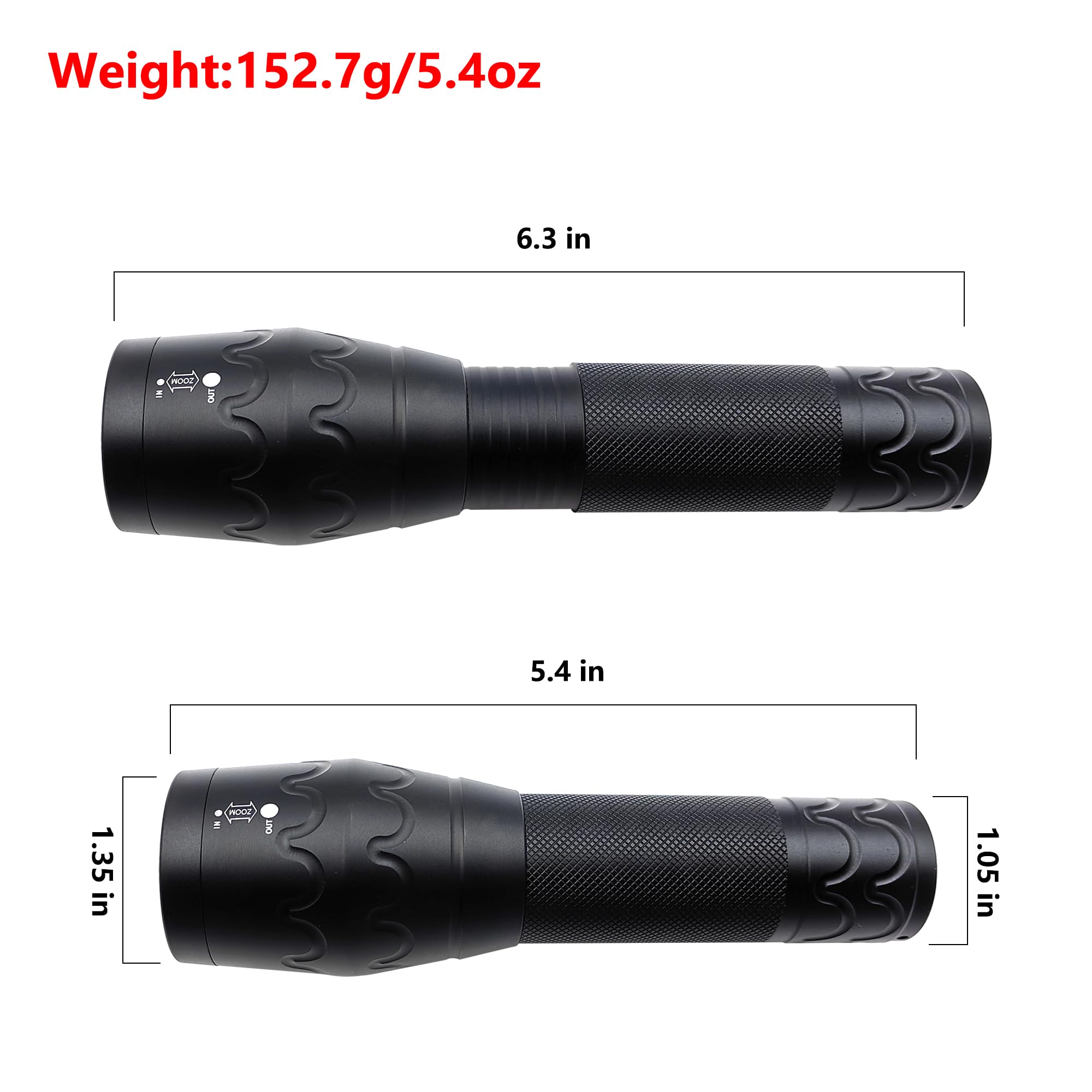 Fadomall Led Magnetic Flashlights Single Mode Bright Handheld Flashlight With Adjustable Focus, Emergency Light For Camping, Power Outages, Indoor Use, 2 Pack