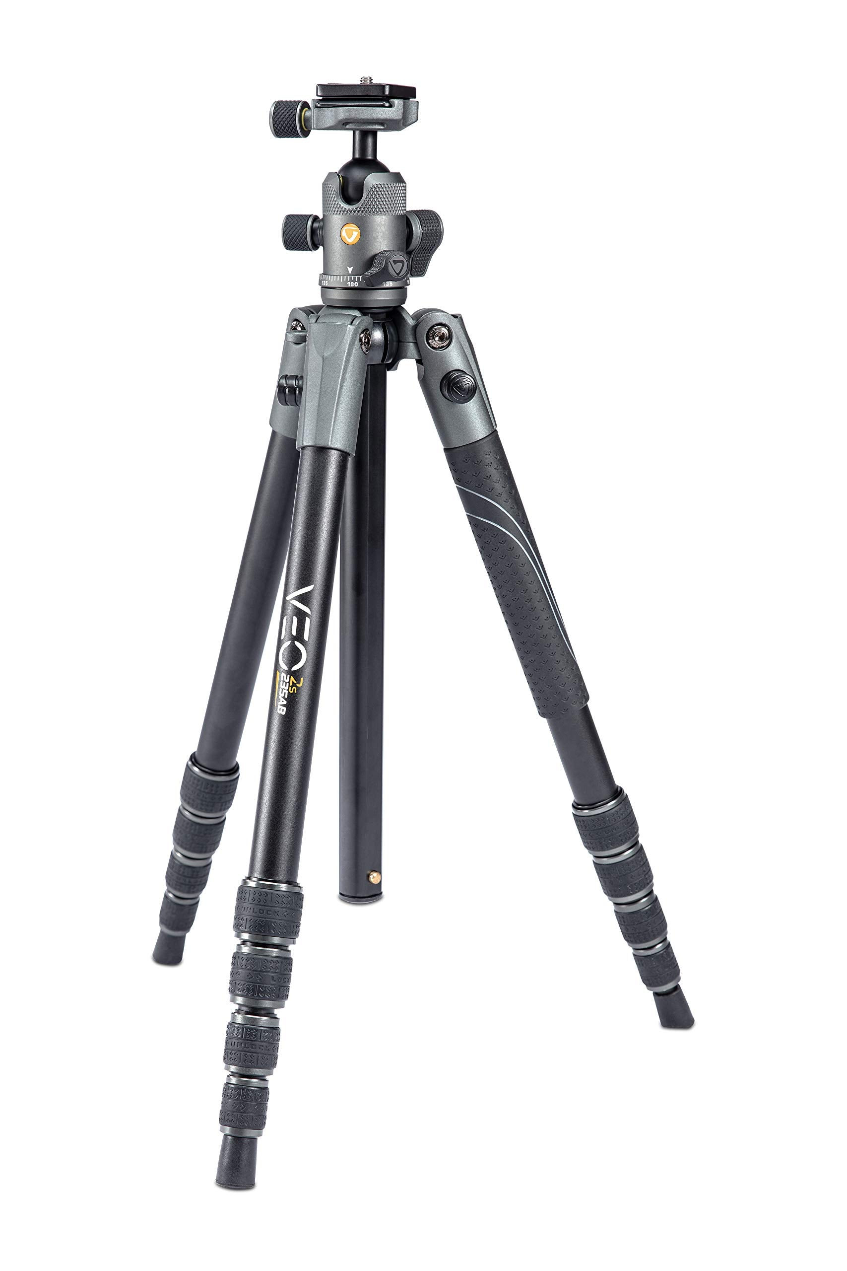 Vanguard Veo2S235Ab Aluminum Travel Tripod With Ball Head, Monopod Option, Smart Phone Holder, Spiked Feet, And Tripod Bag