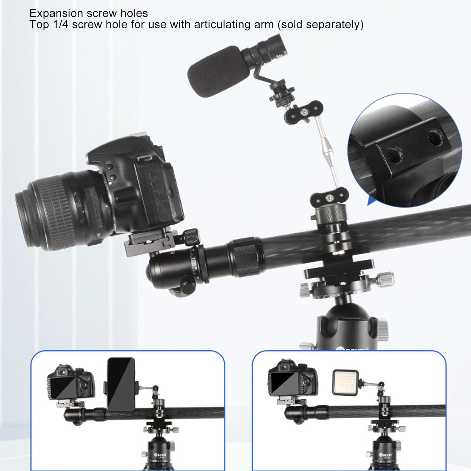 Dilwe Tripod Extension Arm, Horizontal Centre Column Boom 44.5In Extender, 360° Rotatable Aluminum Alloy Swivel Lock, Tripod Boom Arm For Overhead Photography