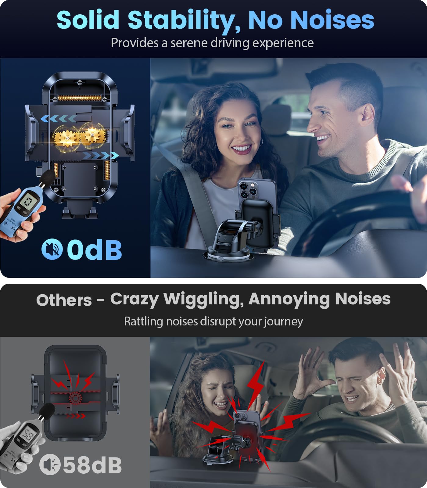 Vicseed True Military-Grade Phone Holders For Your Car [ 95+Lbs Strongest Suction] Cell Phone Mount For Car Dashboard Windshield Vent Truck Boat Stand Adjustable For Iphone Android
