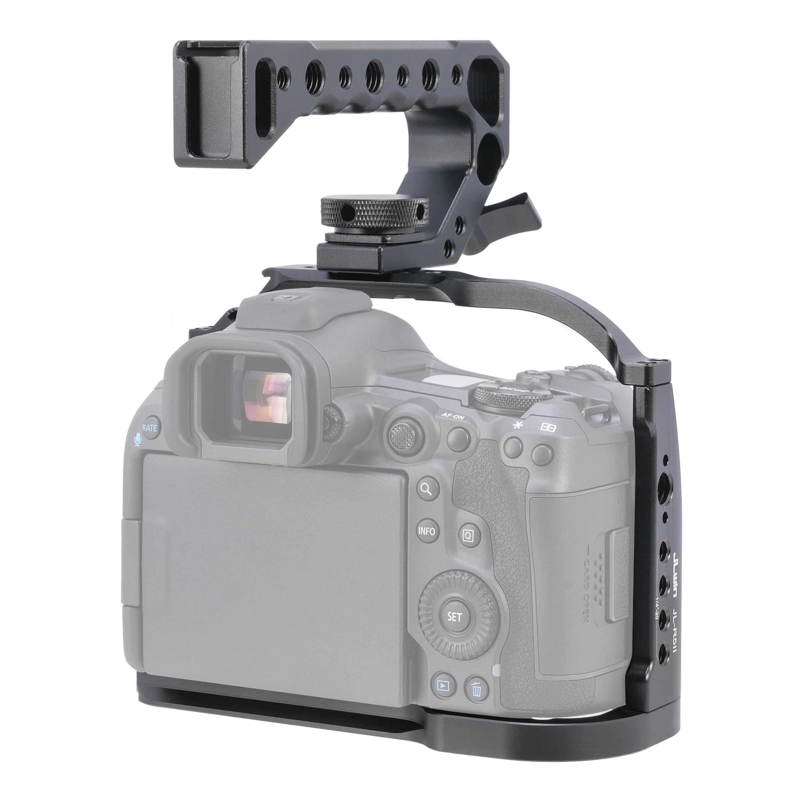 Focusfoto Camera Cage With Top Handle Grip Kit For Canon Eos R5 Mark Ii Mirrorless Vlogging Camera, Aluminium Video Stabilizer Rig With Nato Rail, Cold Shoe, 1/4"Screw Mount, 3/8"-16 Locating For Arri