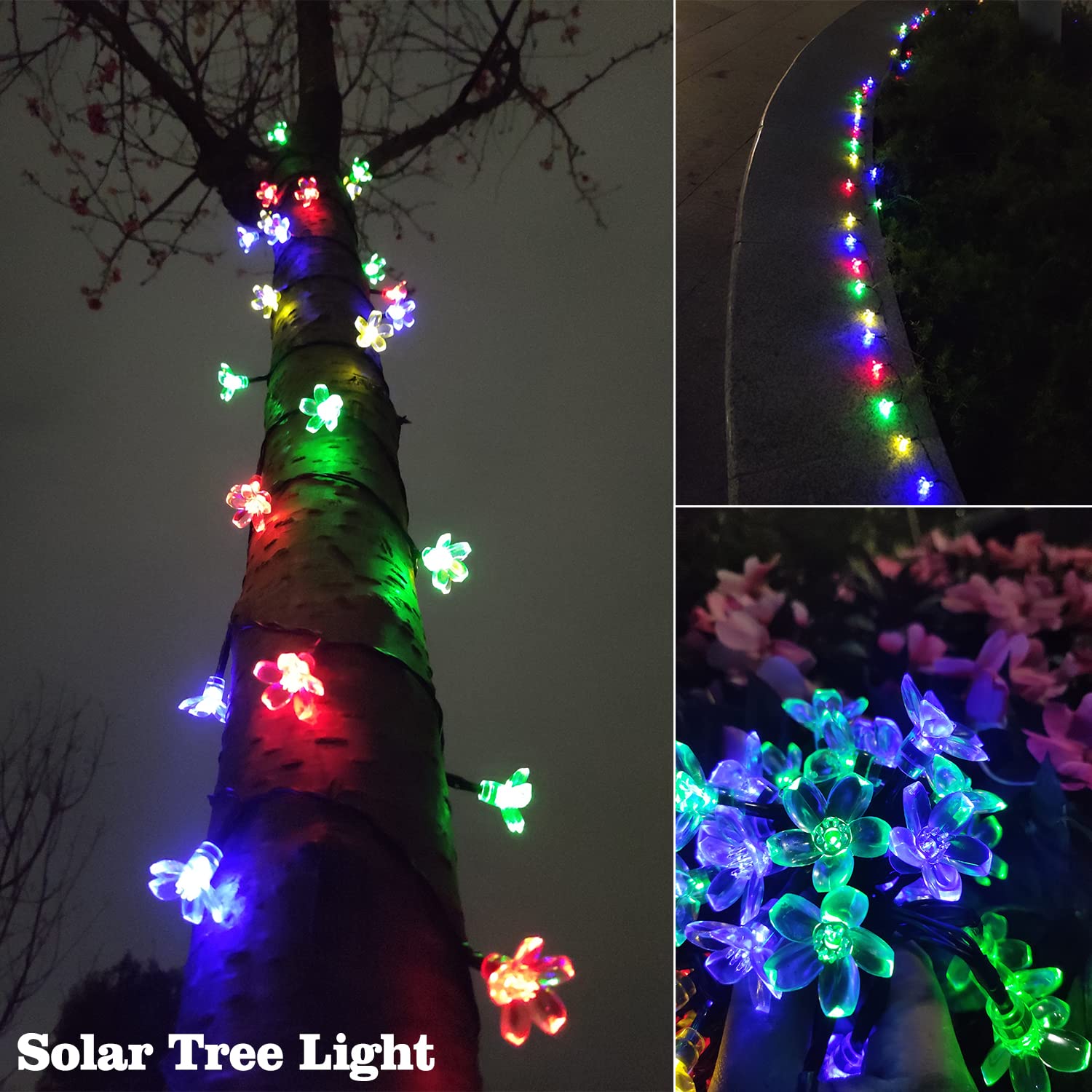 Lairtpow Solar String Flower Lights Waterproof Ip65 For Outdoor Decor Party Garden Yard Home Wedding Christmas Halloween Holiday Tree Decoration Lighting