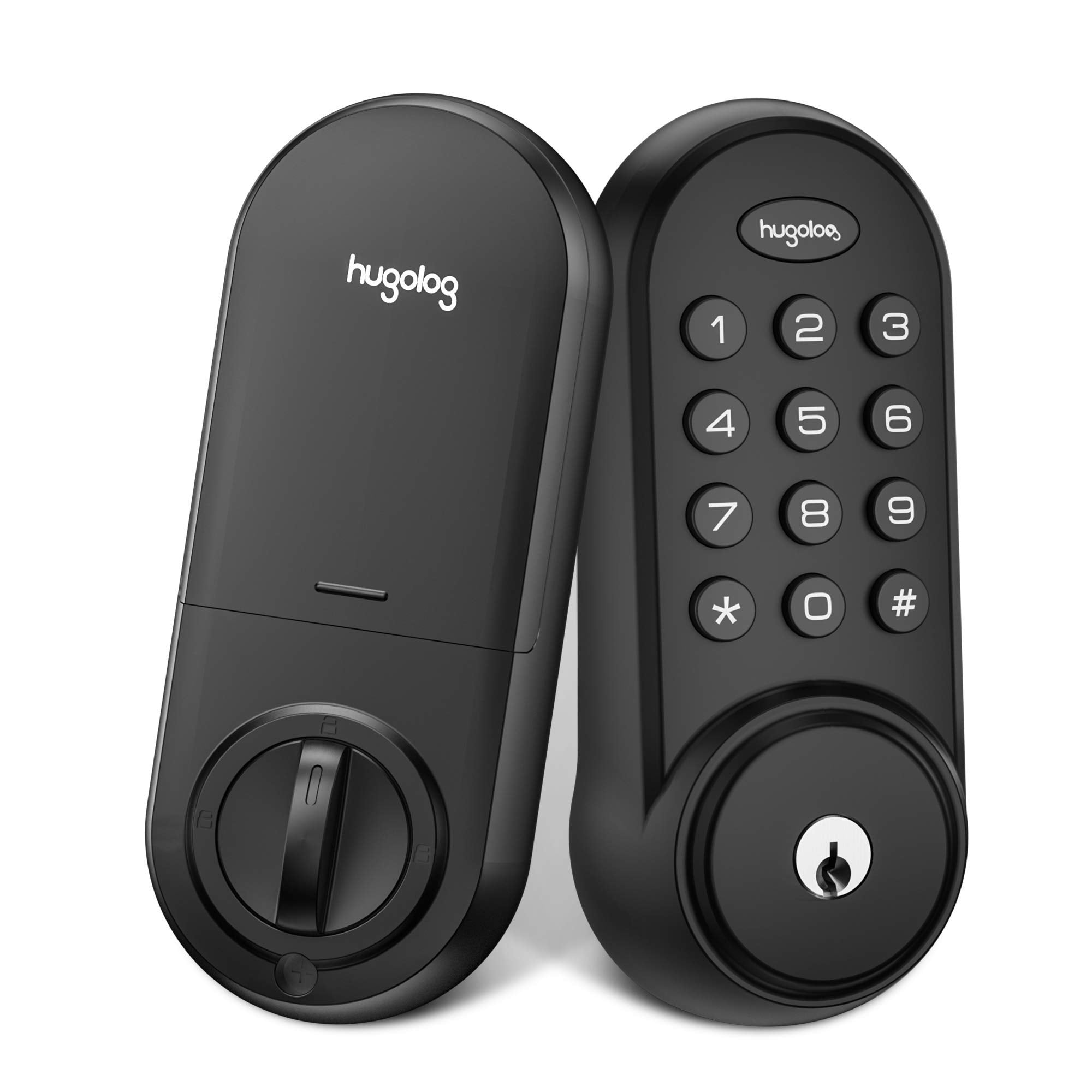 Hugolog Deadbolt Lock Electronic,Keypad Keyless Entry Door Lock Motorized Auto-Locking Easy To Install High Security Material For Metal Home & Office Black