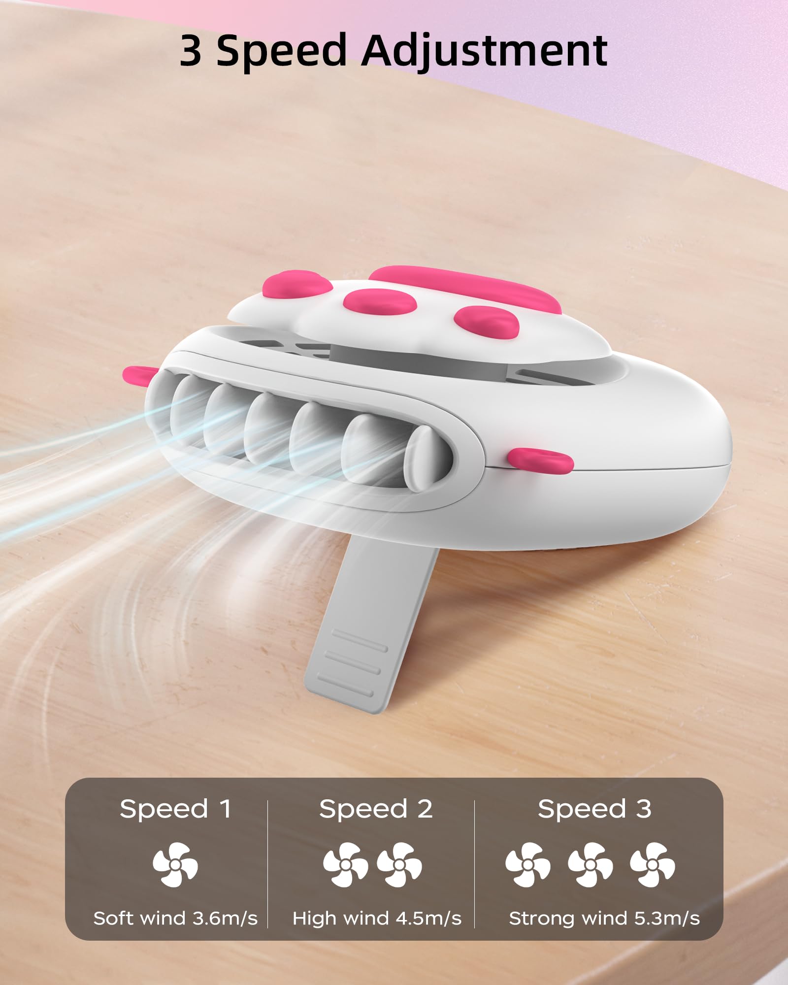Neck Fan, Portable Fan With 2000 Mah Battery, 3 Wind Speed, Usb Rechargeable Desk Fan For Office