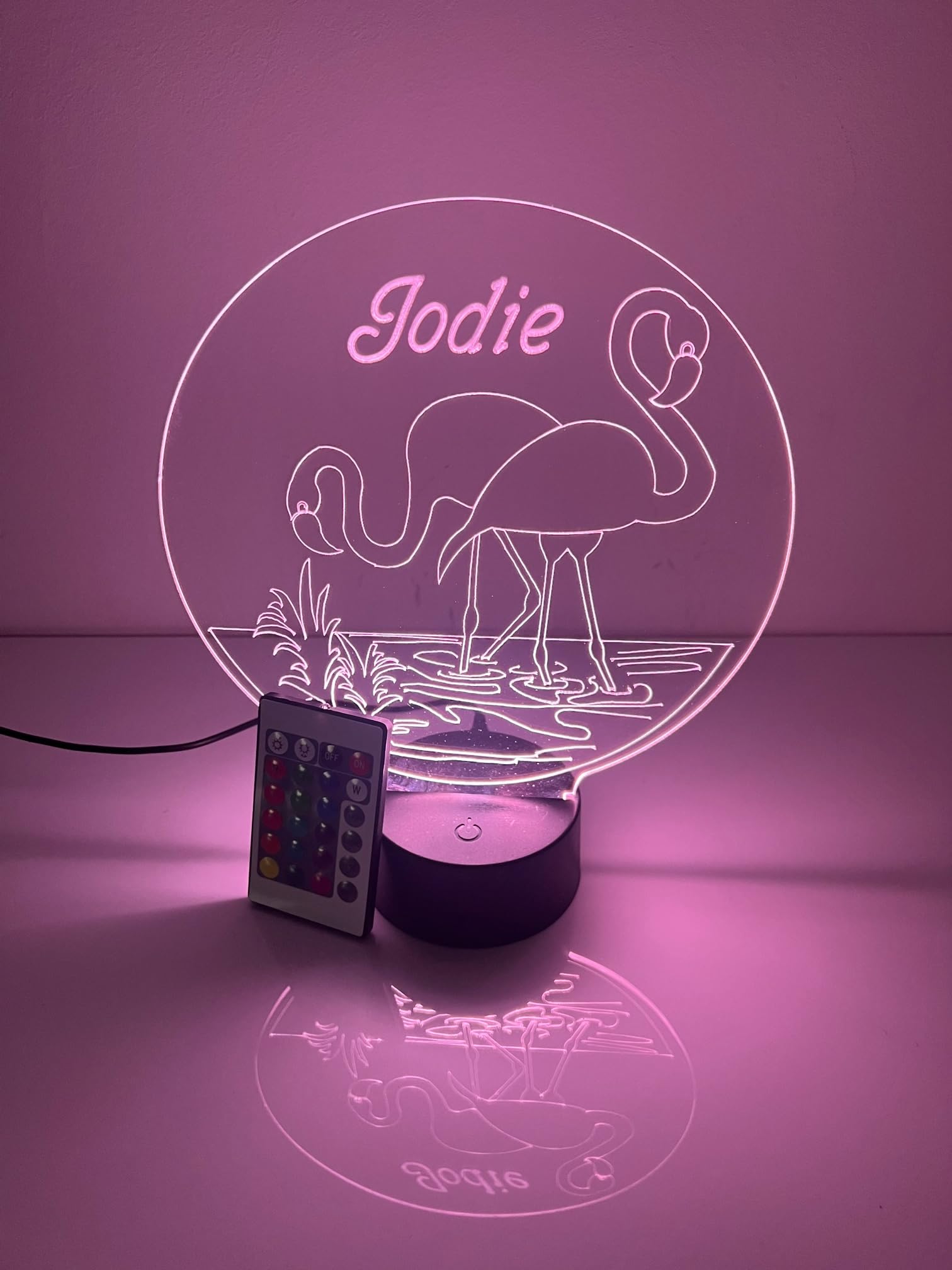 Mirror Mania Flamingo Light Up Desk Lamp Led Personalized Name Night Light Engraved Nautical Breeze Marine Table Lamp, Custom Design Feature With Remote, 16 Color Options, Dimmer, Engraved, Great