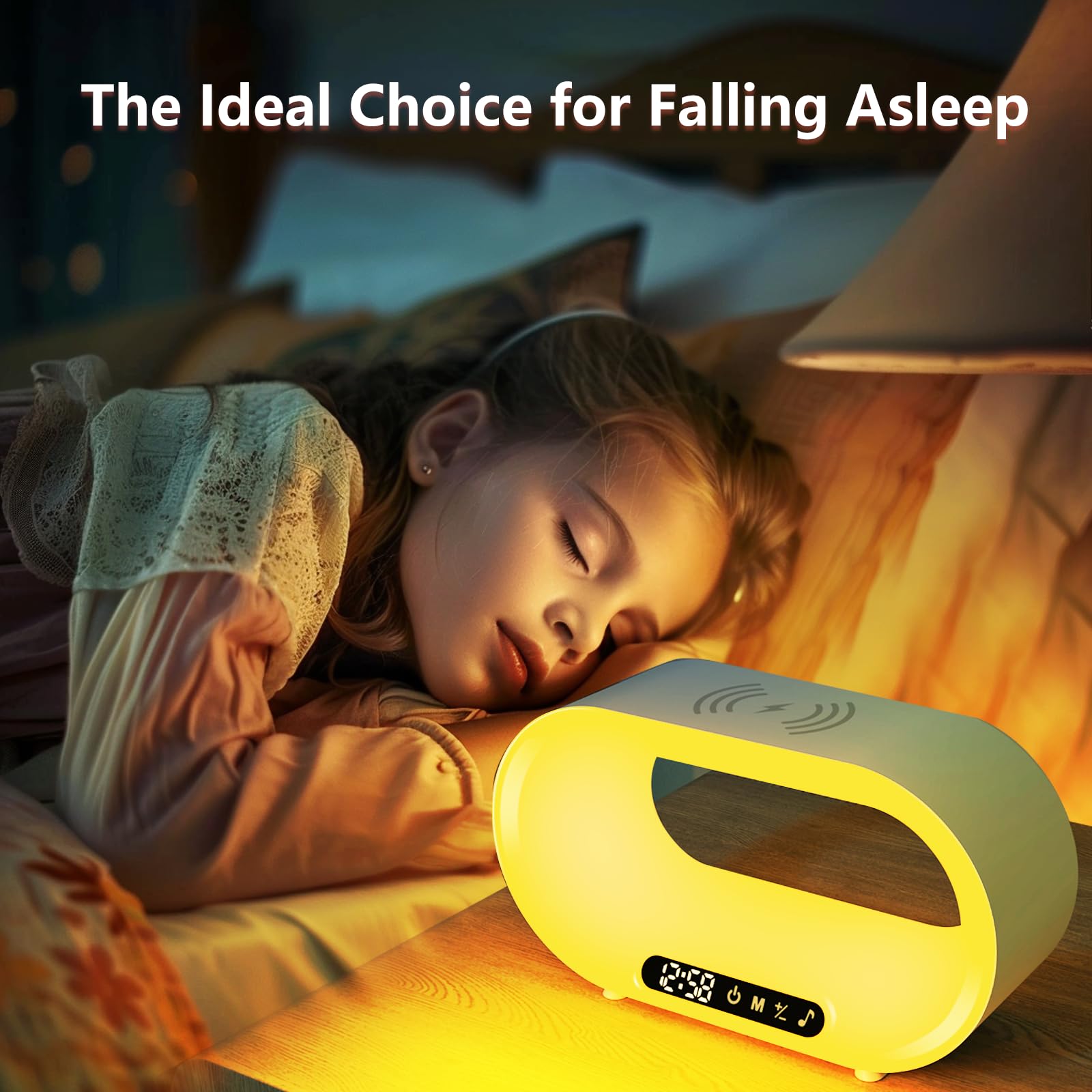 Kexu Touch Bedside Table Lamp For Bedroom Wake Up Night Light With 15W Wireless Charger Rgb Lamps For Night Stands With Alarm Clock Beside Lamps For Bedroom Living Room