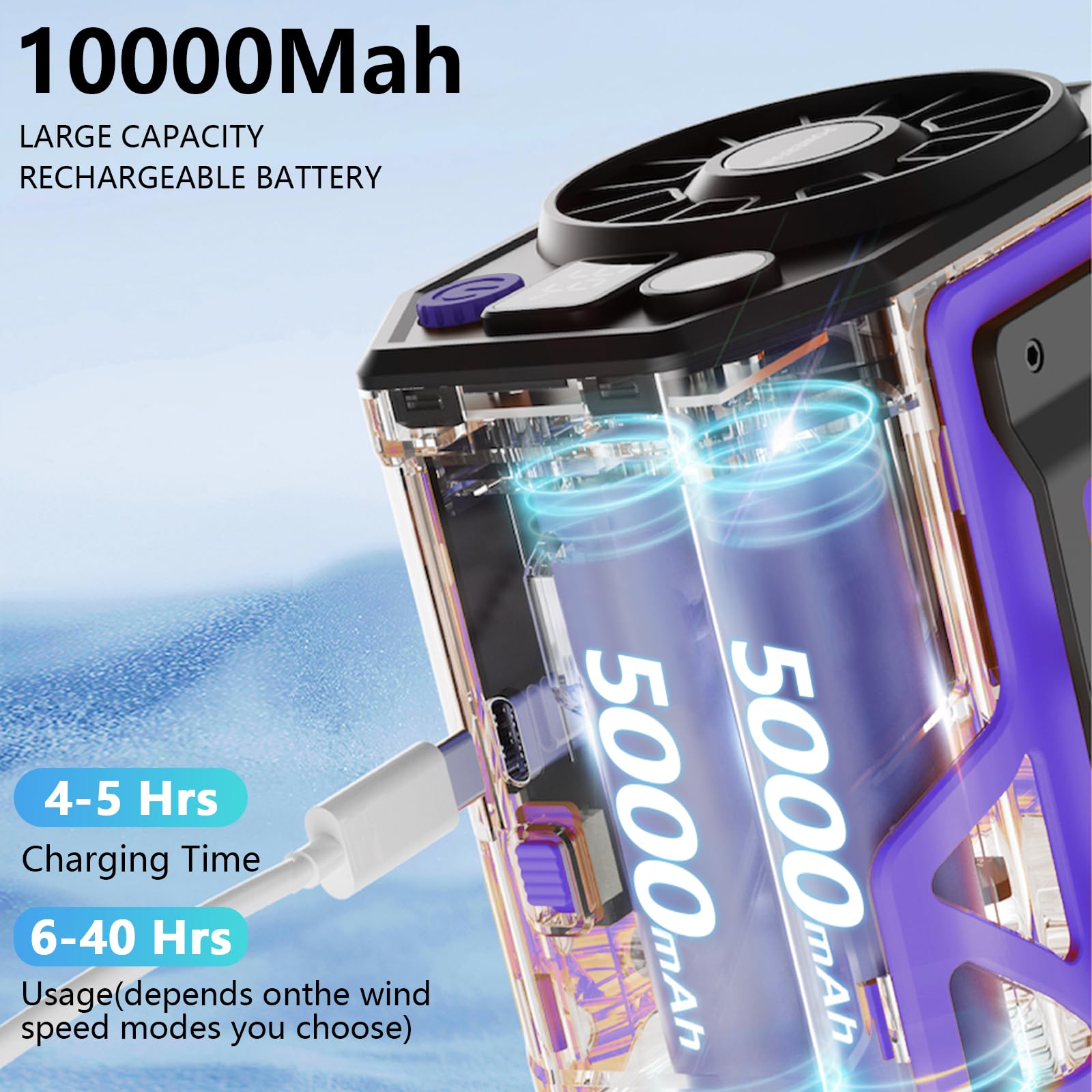 Portable Waist Fan Personal 10000Mah 10 Speeds Shirt Belt Fan Clip On Cooling Wearable Air Condition