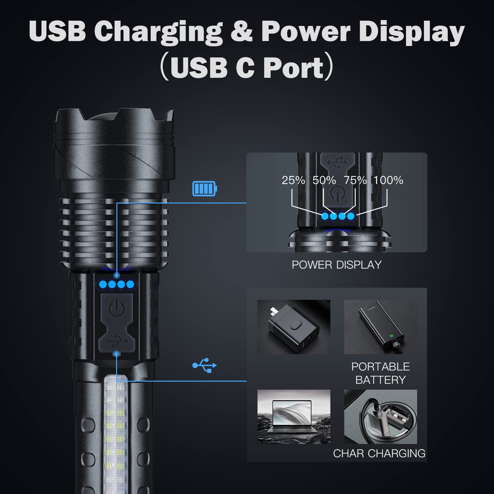 Cinlinso Flashlight High Lumens Rechargeable 2 Pack, 990000 Lumen Super Bright Led Flashlights With 7 Light Modes, Ipx6 Waterproof, Powerful Handheld Flash Light For Camping Home Emergencies