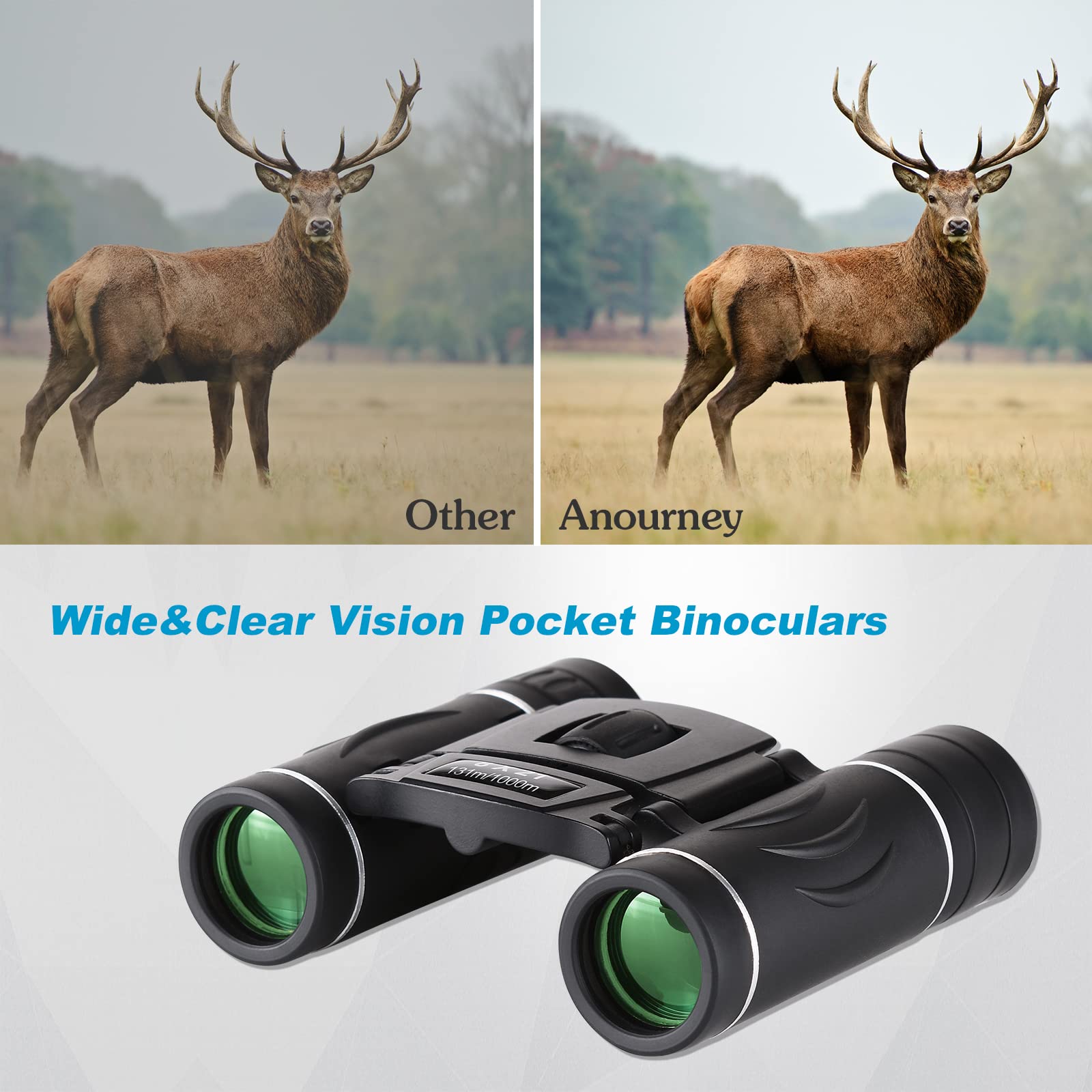 Anourney 8X21 Mini Compact Pocket Binoculars, Lightweight Foldable Easy Focus Small Binoculars For Adults Kids Bird Watching,Opera Concert, Travel, Hiking, Outdoor Scenery, Football Game