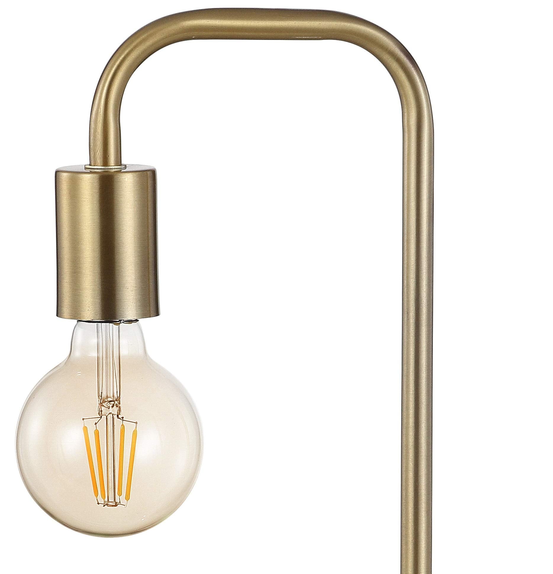 Jonathan Y Jyl1094A Axel 20.5" Industrial Gold Pipe Metal/Marble Edison Led Table Lamp Classic Transitional Bedside Desk Nightstand Lamp For Bedroom Living Room Office College, Brass Gold/White