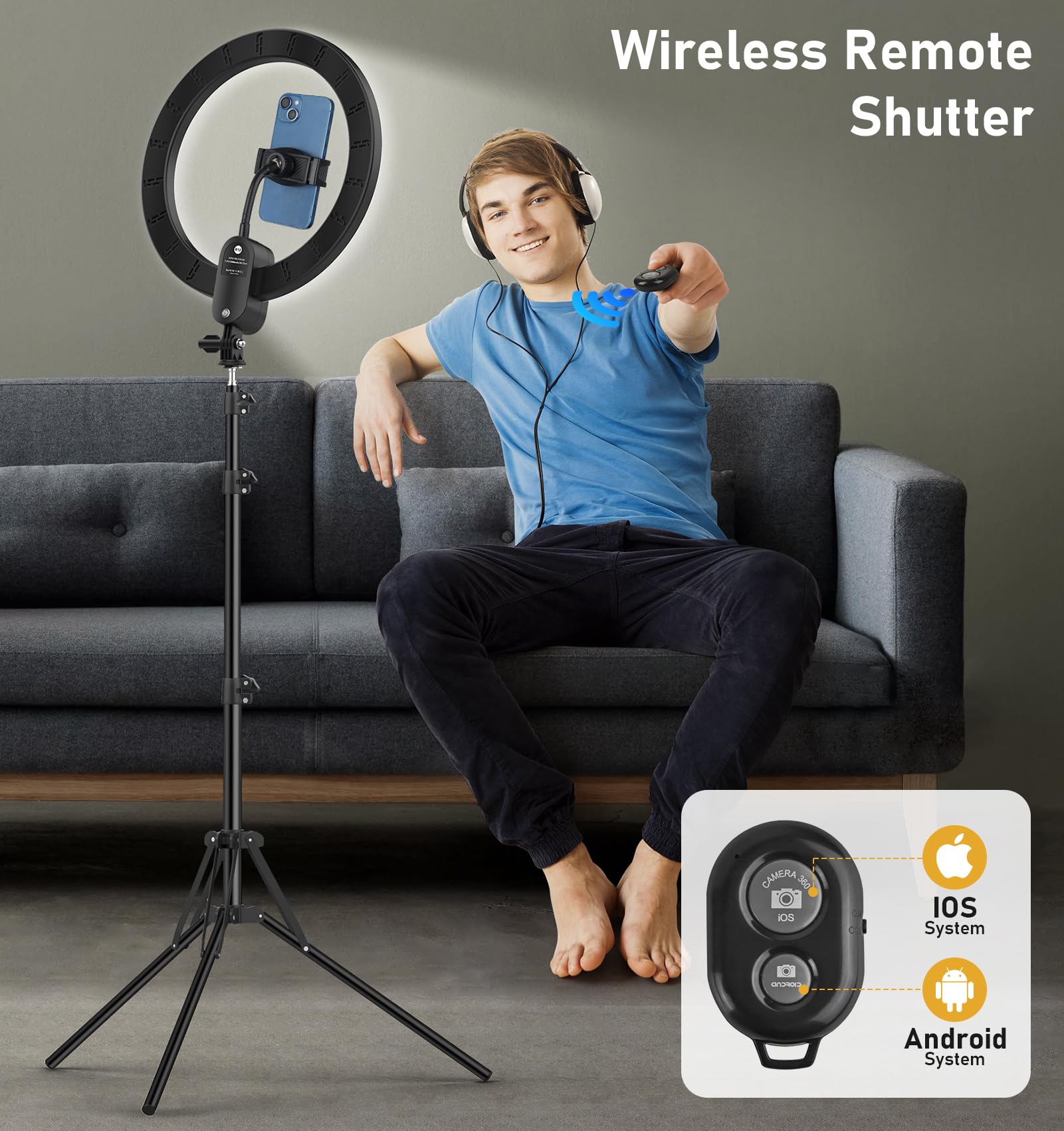 Kmasic 12 Inch Ring Light 2800Mah Rechargeable, Led Circle Selfie Ringlight Cordless With 63" Tripod Stand/Phone Holder/Remote For Live Stream/Makeup/Video Recording/Tiktok/Youtube/Podcasting/Vlogging