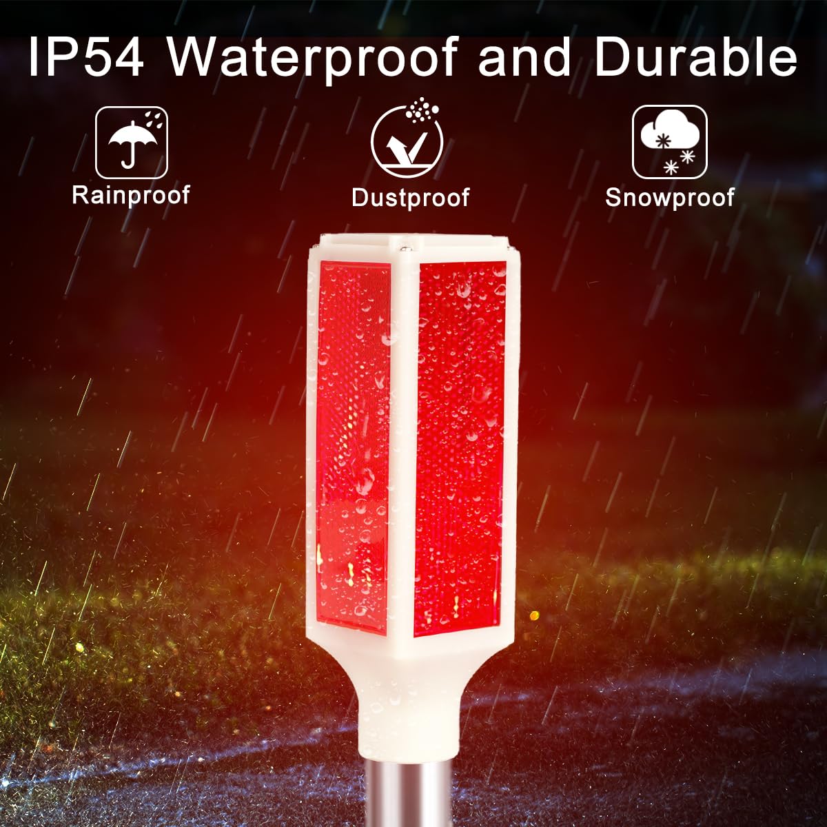 Aolyty Solar Lights Outdoor, Waterproof Driveway Markers Reflective, Warning Flash Light With 2 Lighting Modes, Led Solar Light 4 Pack For Parking Lots, Yard, Sidewalk, Stop Sign, 30 Inches (Red)