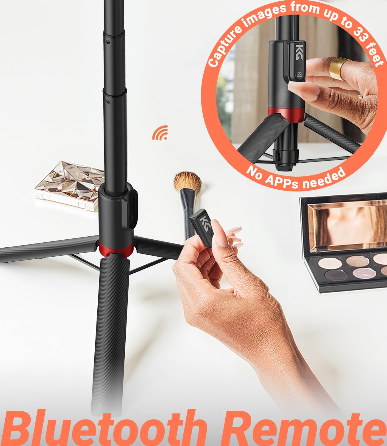 Kraftgeek Tripod For Iphone, 51" Phone Tripod Stand For Iphone And Android, Portable Cell Phone Selfie Stick With Remote For Video Recording, Vlogging And Content Creation, Black & Red