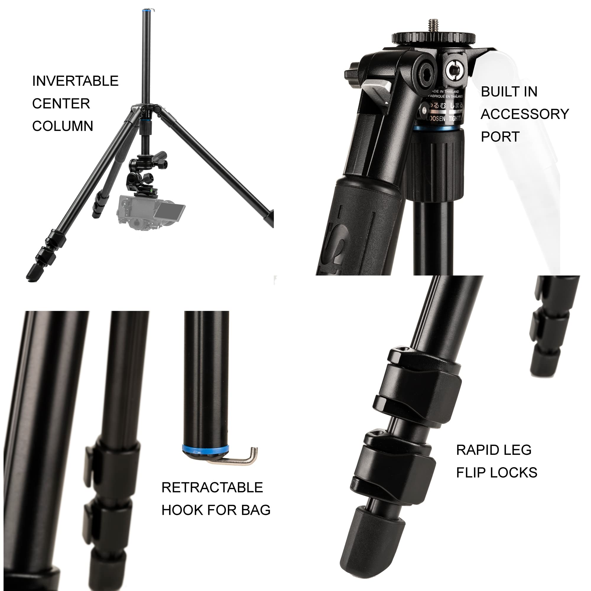 Slik Pro Al-324-3W Aluminum Tripod Kit With Sh-747 3-Way Pan Head, Black (613-372)
