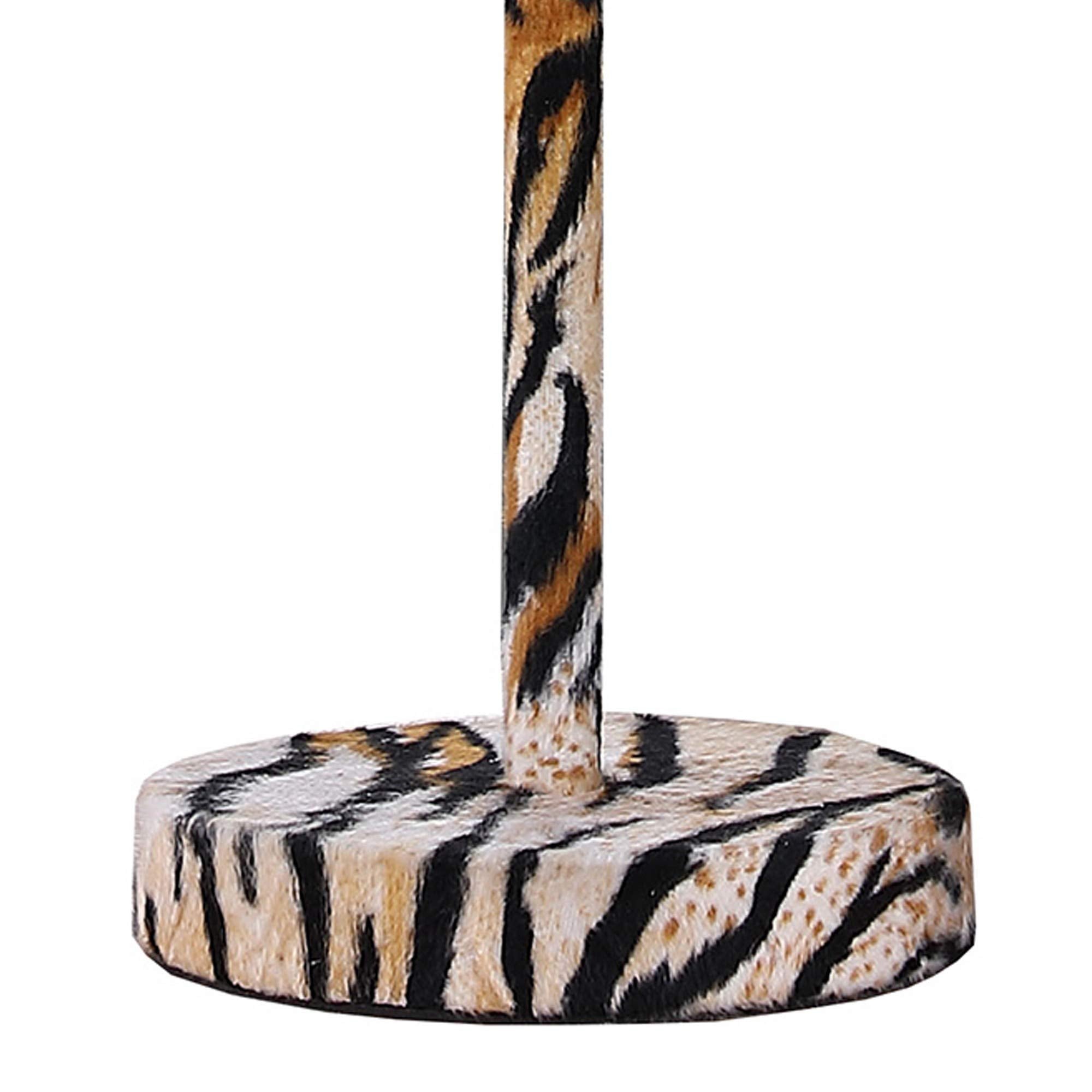 Benzara Benjara Fabric Wrapped Table Lamp With Striped Animal Print, Brown, Black